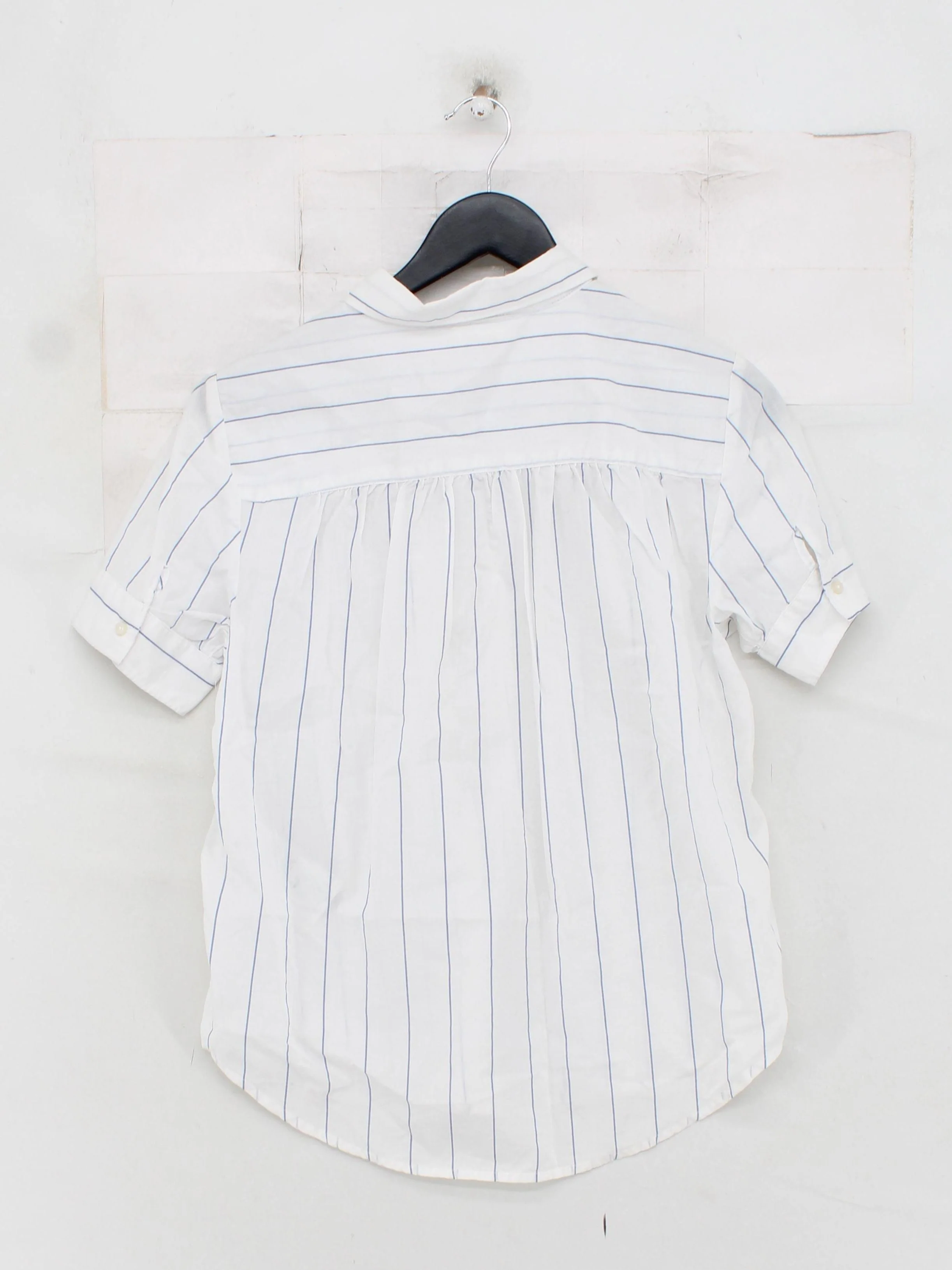 Levi’s Women's Shirt S White Striped 100% Cotton Short Sleeve Collared Basic - Image 2