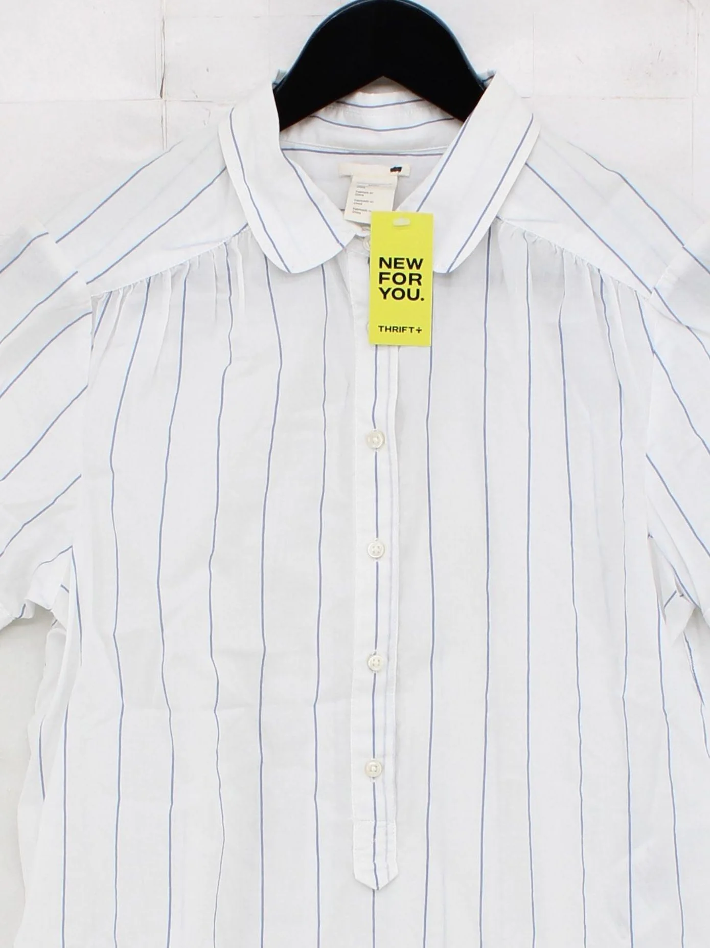 Levi’s Women's Shirt S White Striped 100% Cotton Short Sleeve Collared Basic - Image 3