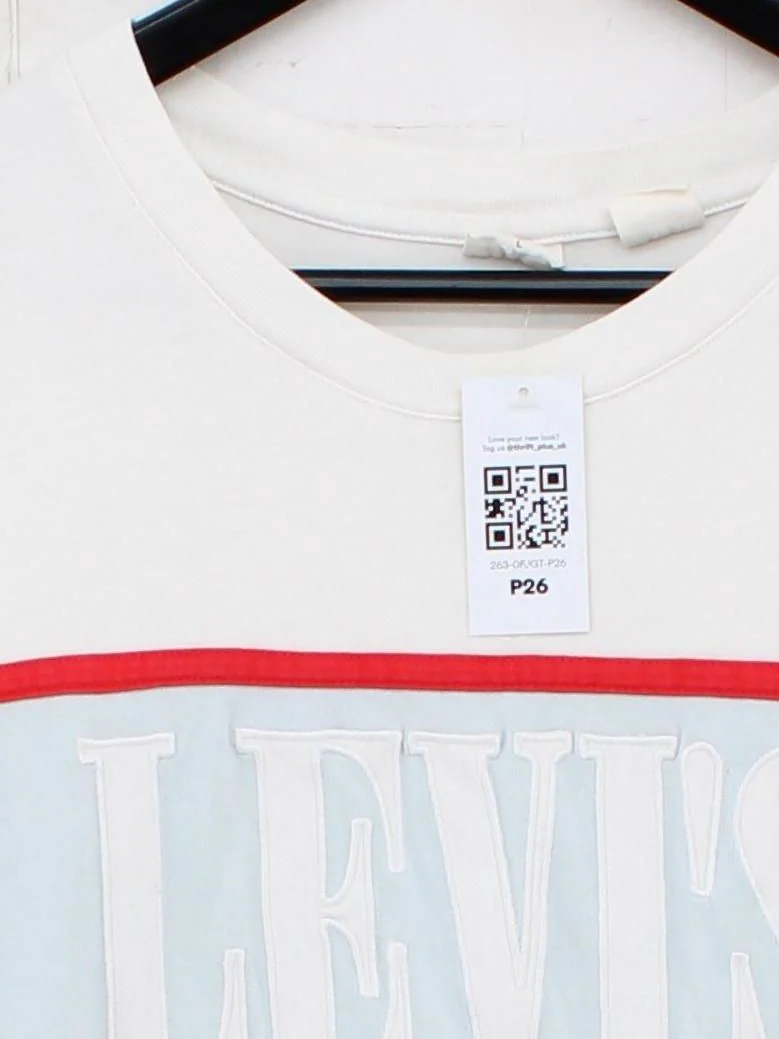 Levi’s Women's T-Shirt L White Striped 100% Cotton Short Sleeve Round Neck Basic - Image 3