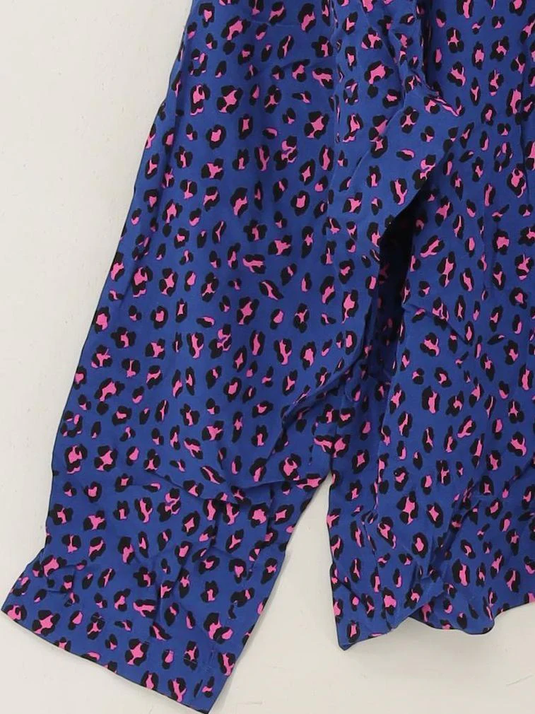 Levi’s Women's Top S Blue Animal Print 100% Viscose Long Sleeve Round Neck Basic - Image 4