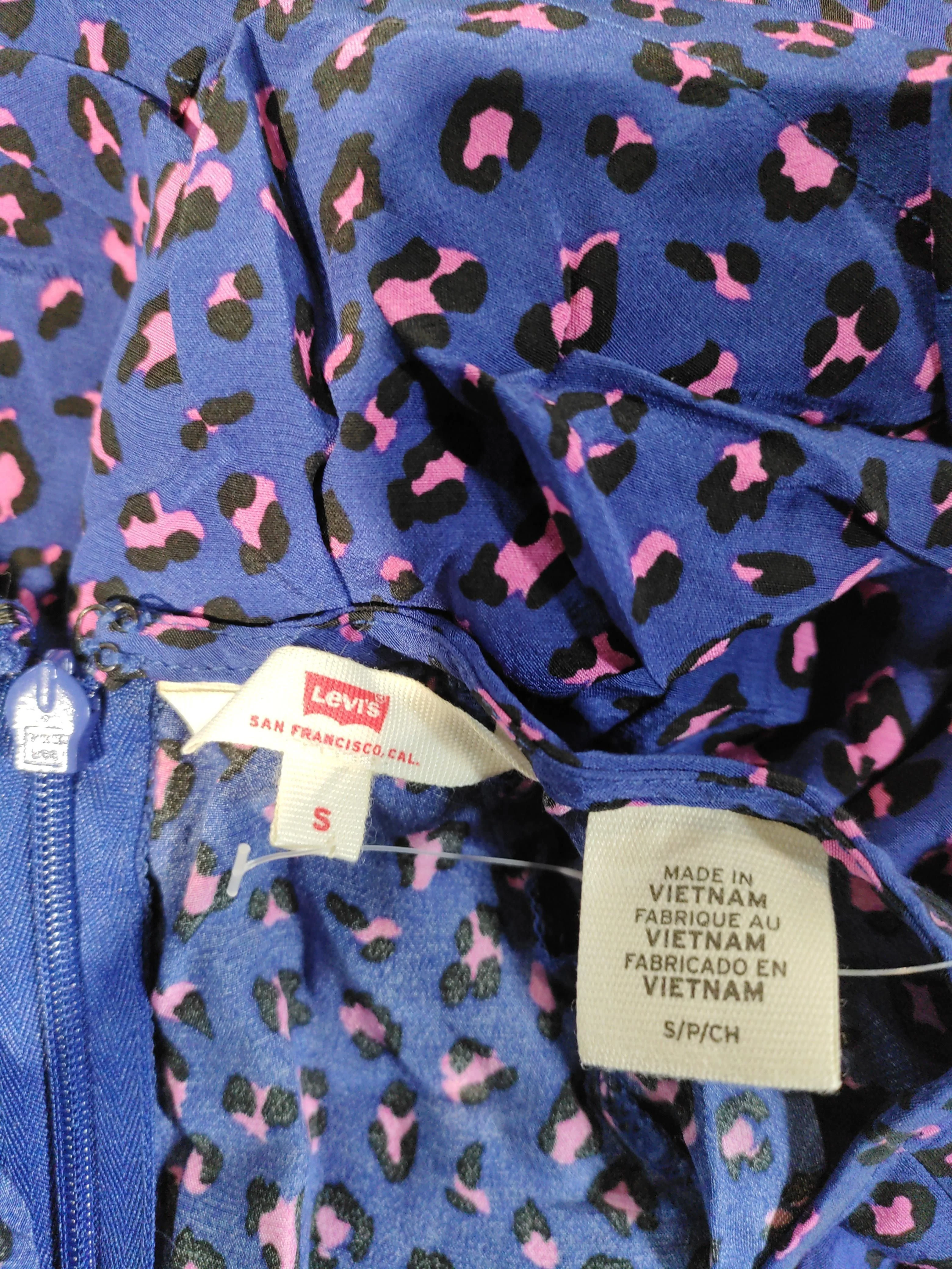 Levi’s Women's Top S Blue Animal Print 100% Viscose Long Sleeve Round Neck Basic - Image 5