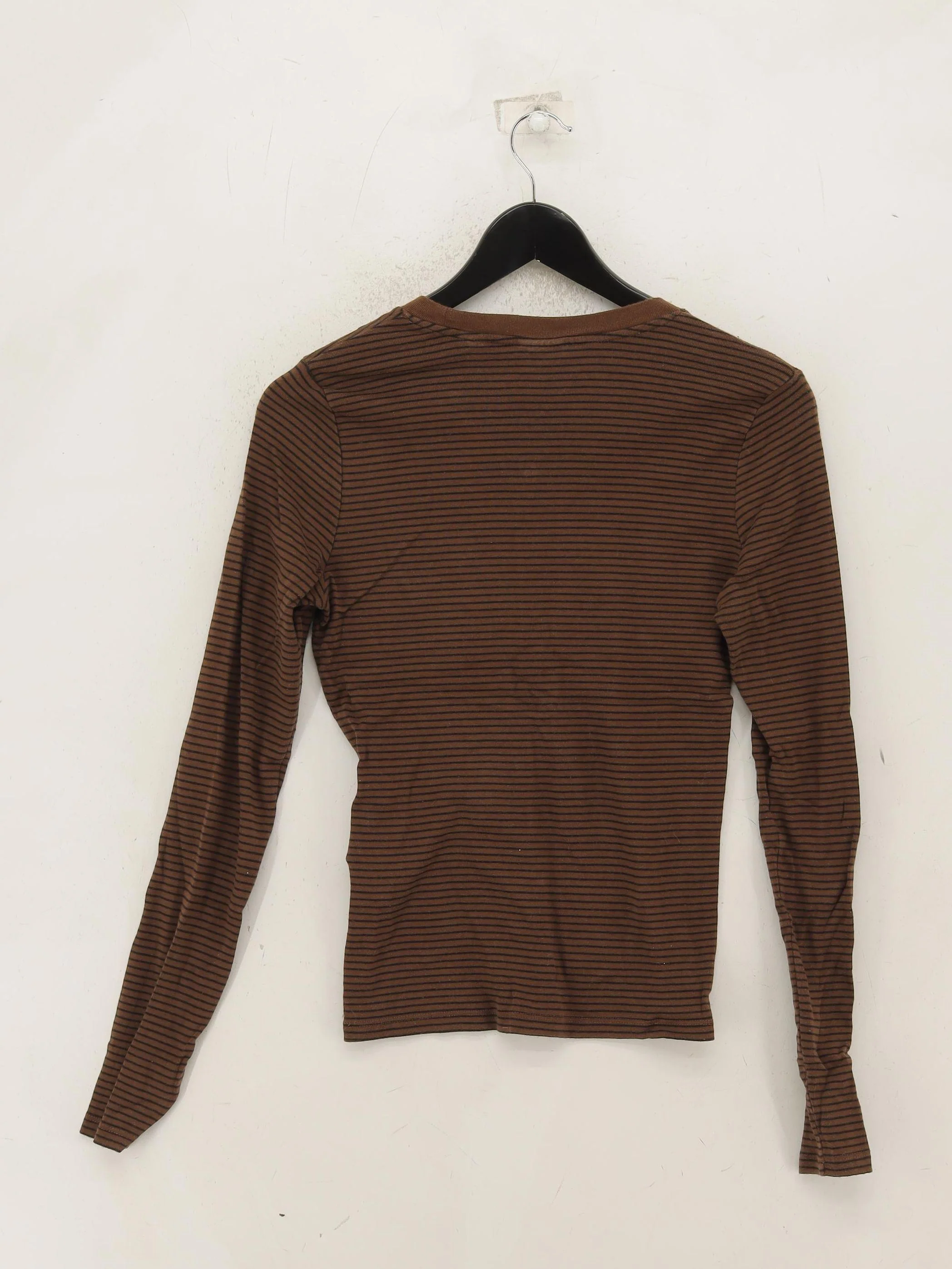 Levi’s Women's Top S Brown Striped 100% Other Long Sleeve Round Neck Basic - Image 2