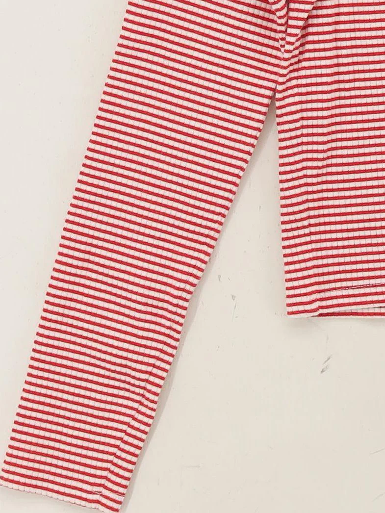 Levi’s Women's Top S Red Striped 100% Cotton Long Sleeve Round Neck Basic - Image 4