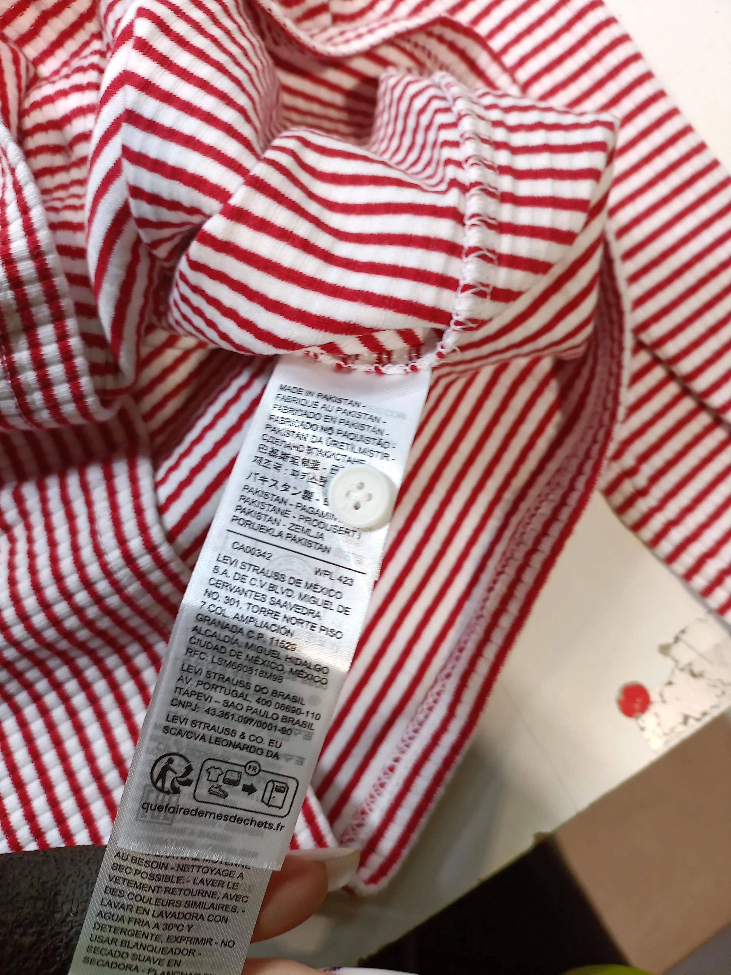 Levi’s Women's Top S Red Striped 100% Cotton Long Sleeve Round Neck Basic - Image 6