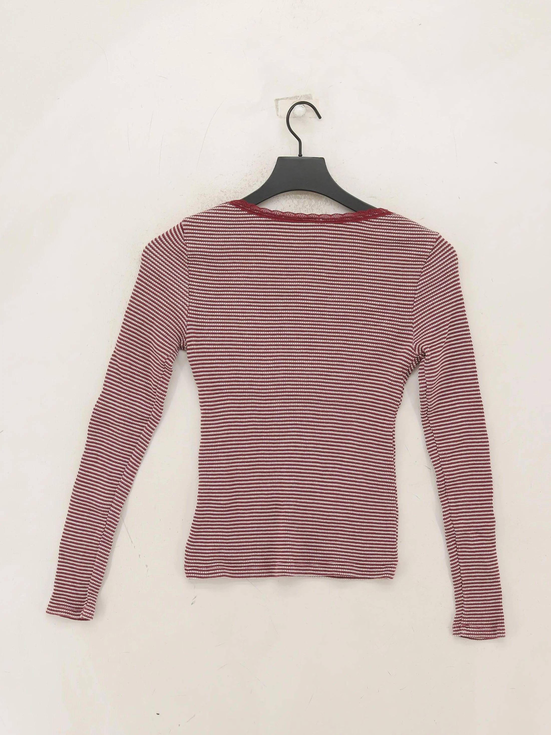Levi’s Women's Top S Red Striped 100% Other Long Sleeve Round Neck Basic - Image 2