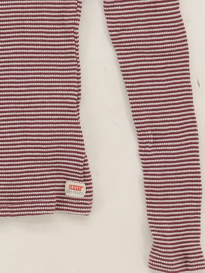 Levi’s Women's Top S Red Striped 100% Other Long Sleeve Round Neck Basic - Image 4