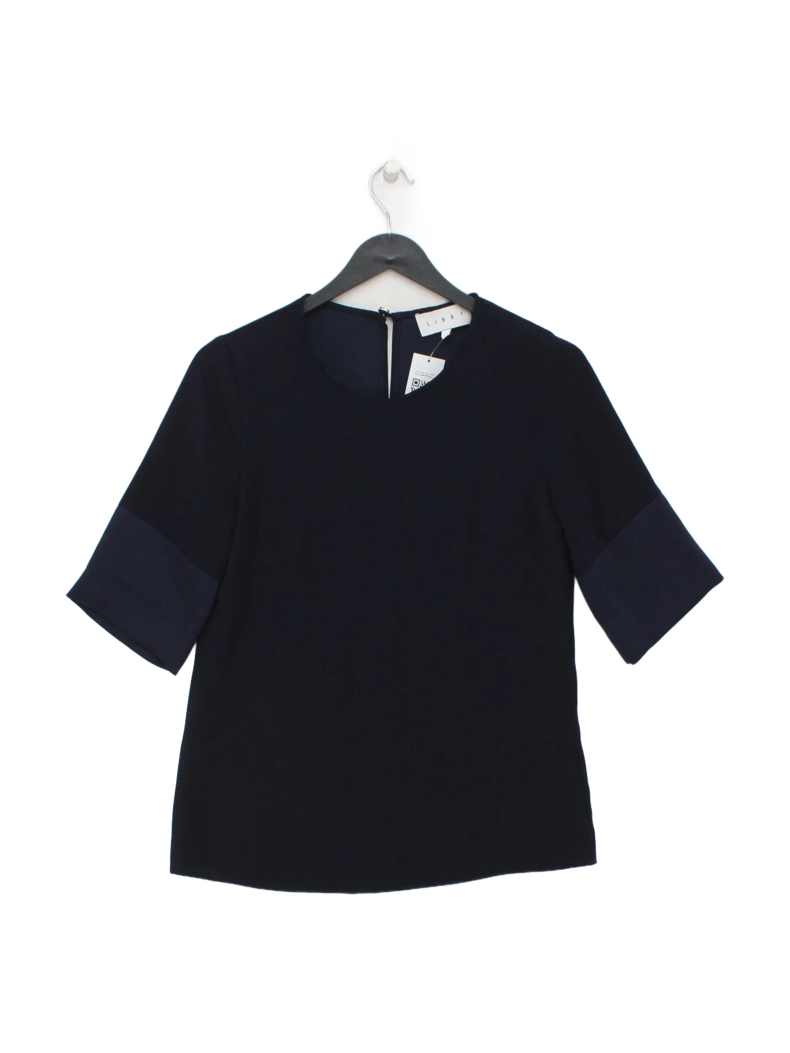 Libby Women's Top XS Blue 100% Polyester 3/4 Sleeve Round Neck Basic