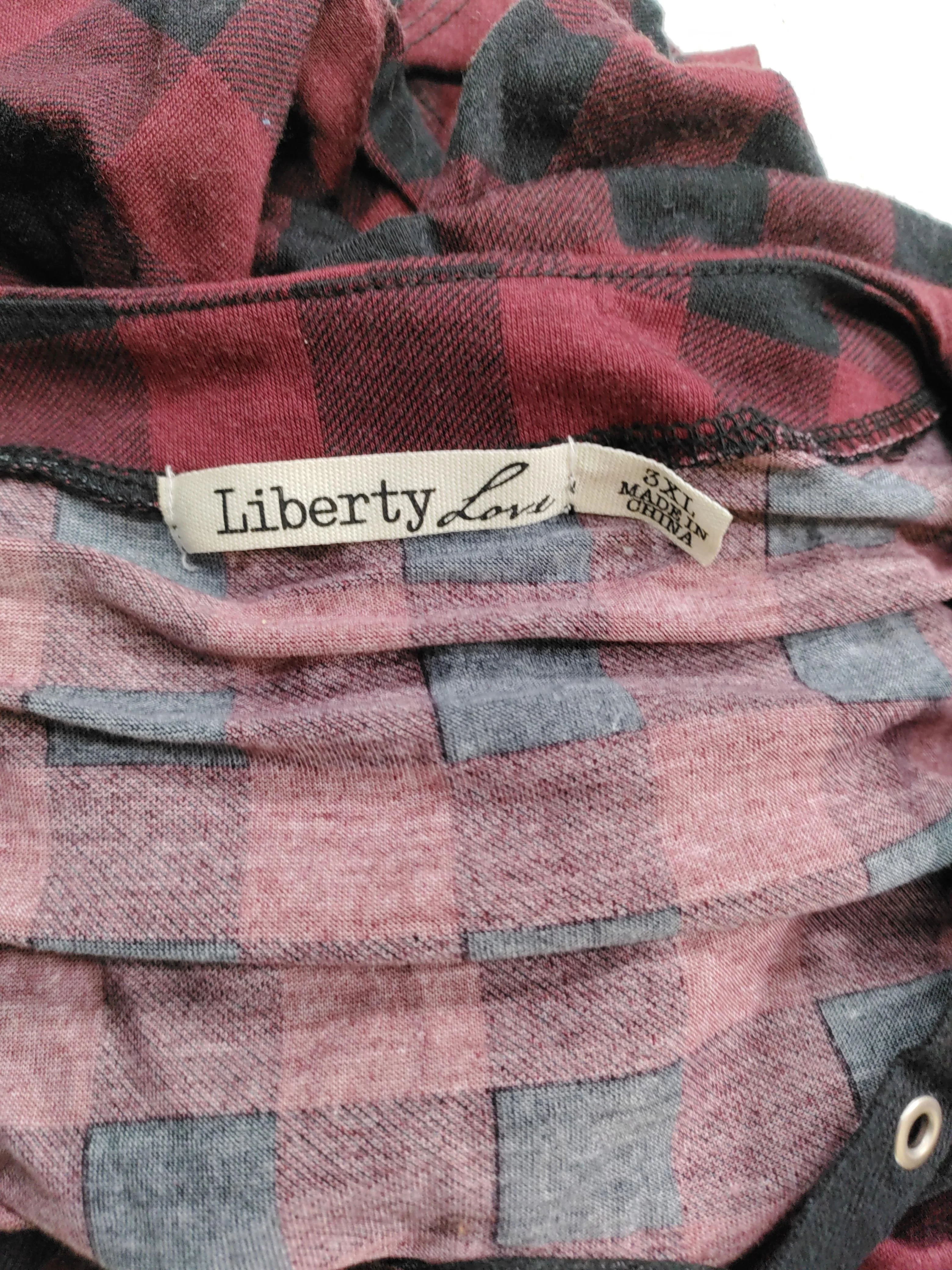 Liberty Women's Top XXXL Red Checkered 100% Polyester Short Sleeve V-Neck Basic - Image 5