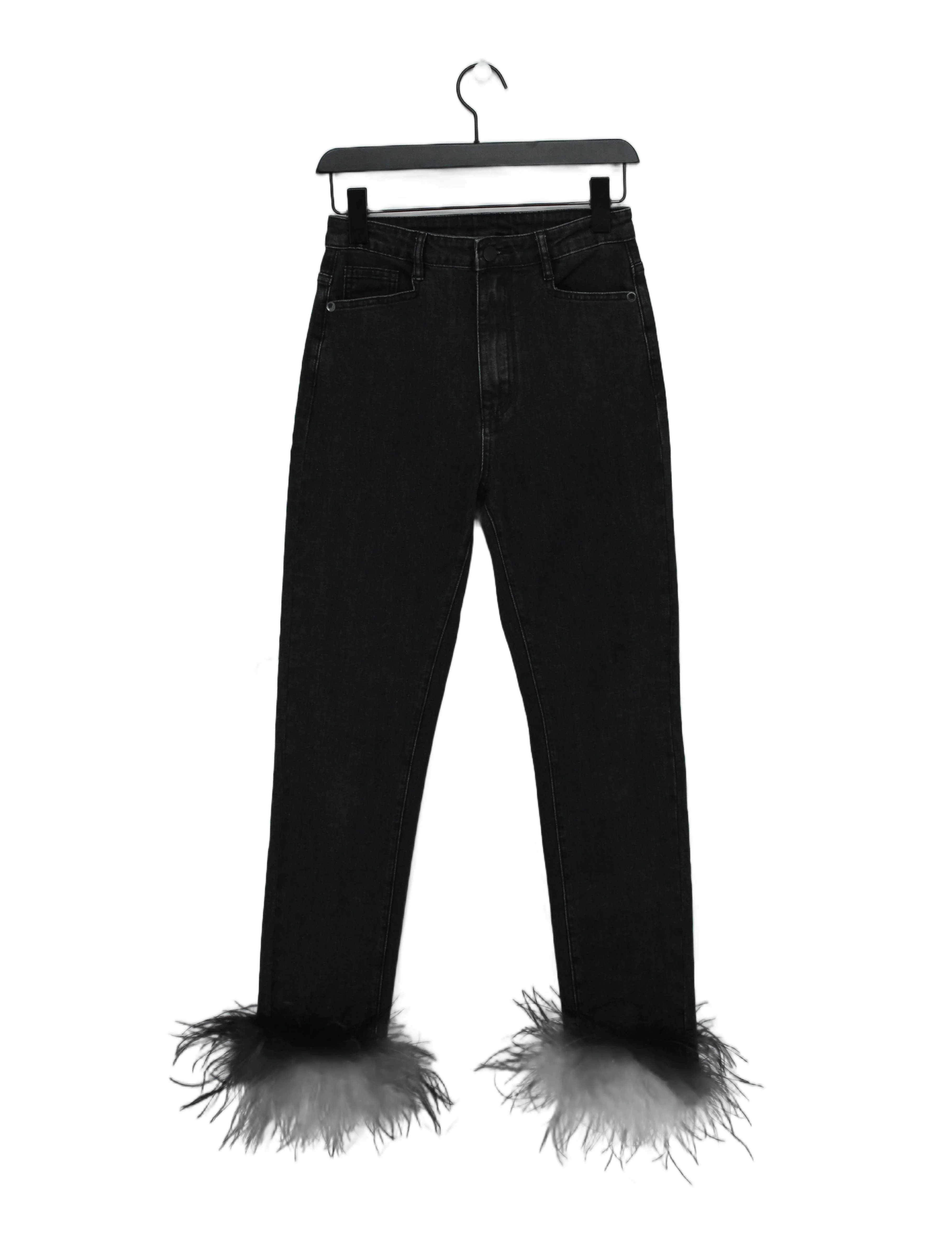 Lichi Women's Jeans W 26 in Black Cotton with Spandex Straight