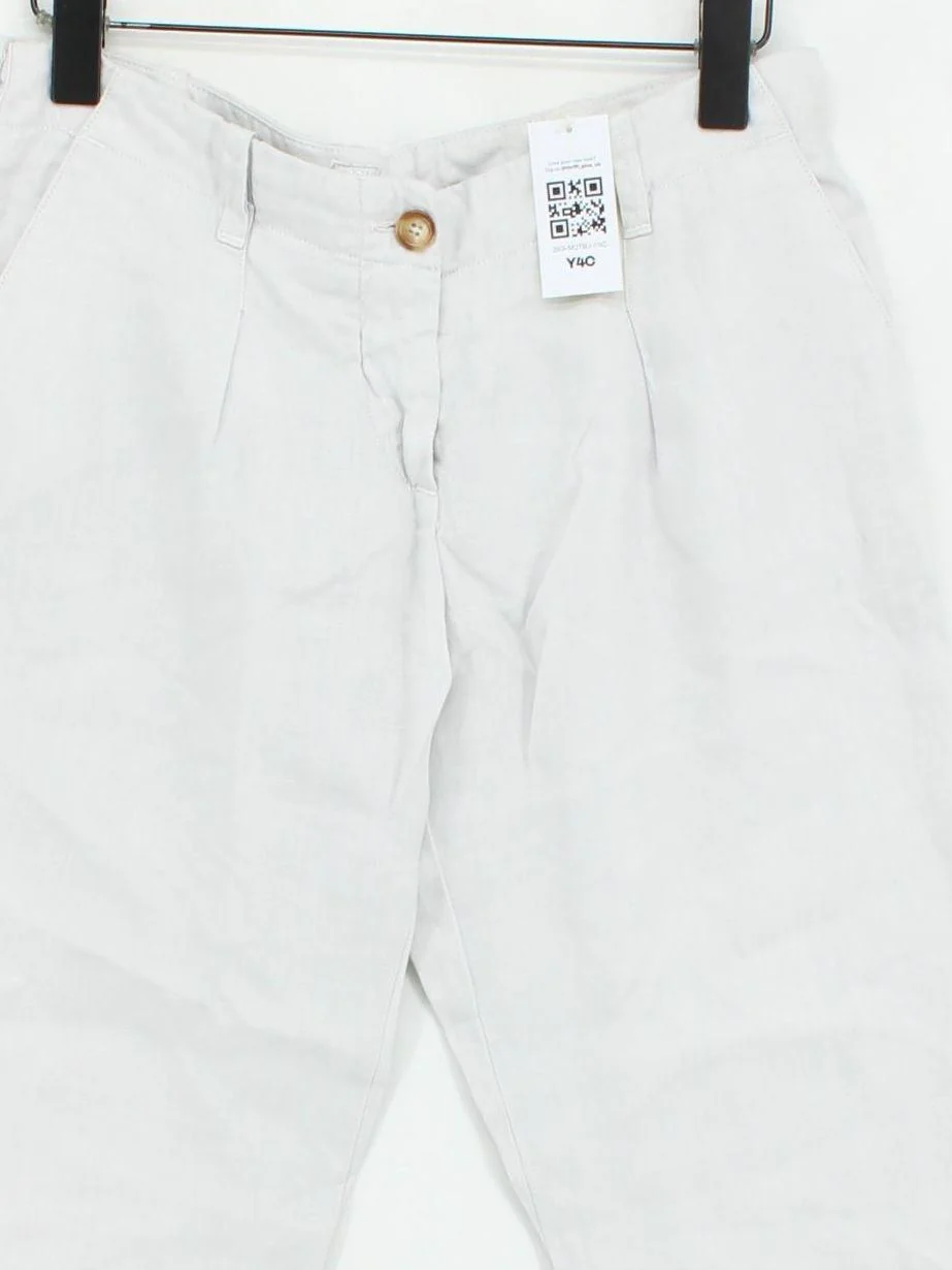 LIDO Women's Trousers UK 10 Cream 100% Linen Tapered Chino - Image 3