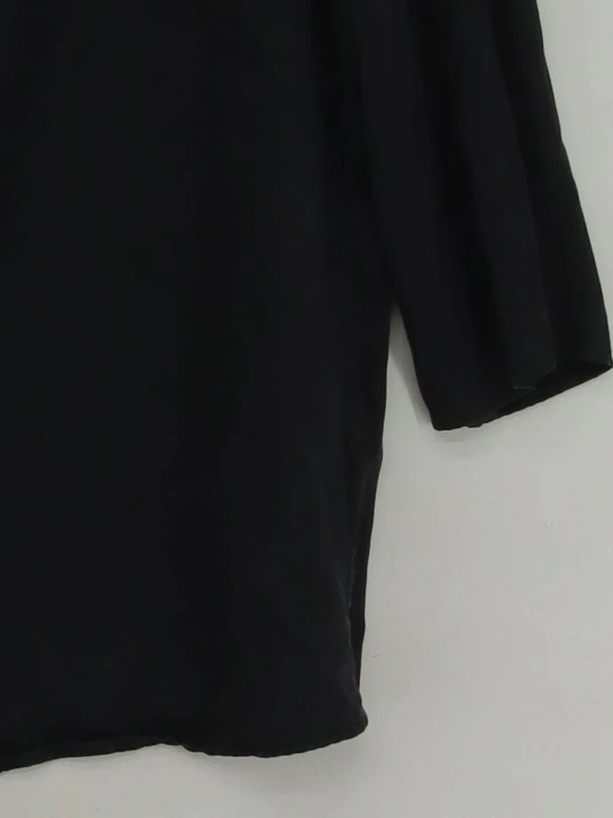 Lily Silk Women's Top M Black 100% Silk 3/4 Sleeve Round Neck Basic - Image 4