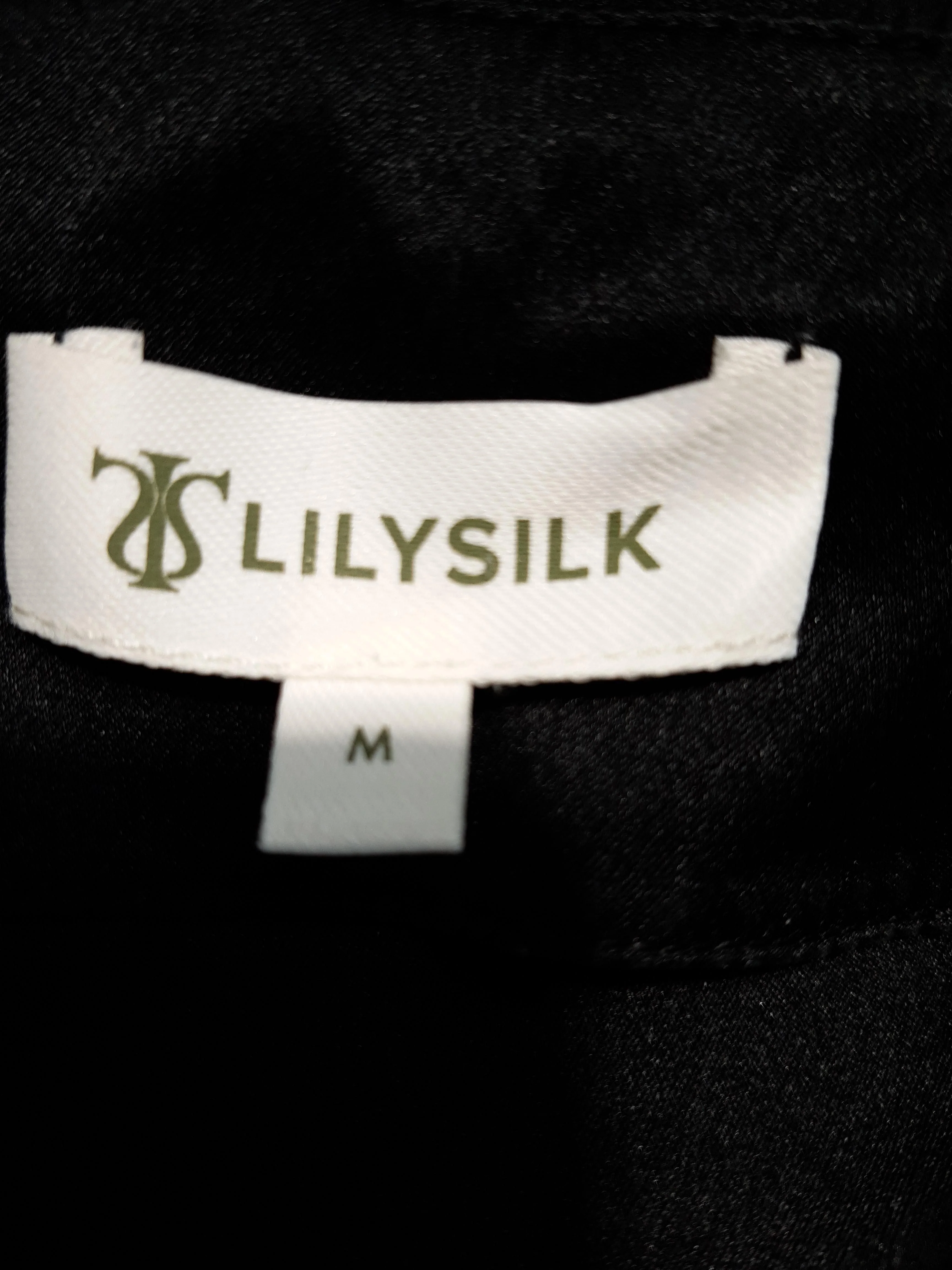 Lily Silk Women's Top M Black 100% Silk 3/4 Sleeve Round Neck Basic - Image 5