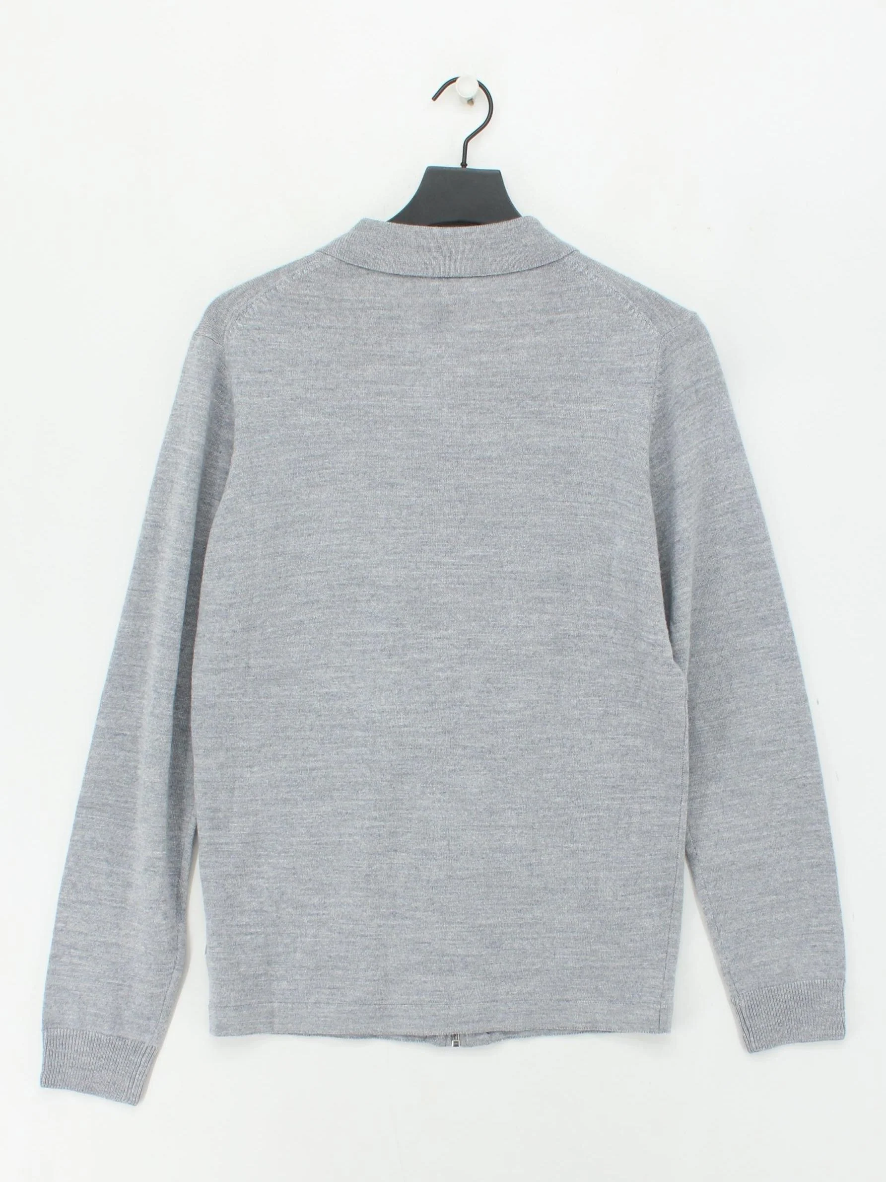 Lindbergh Men's Jumper Chest: 36 in Grey Wool with Acrylic Collared Pullover - Image 2