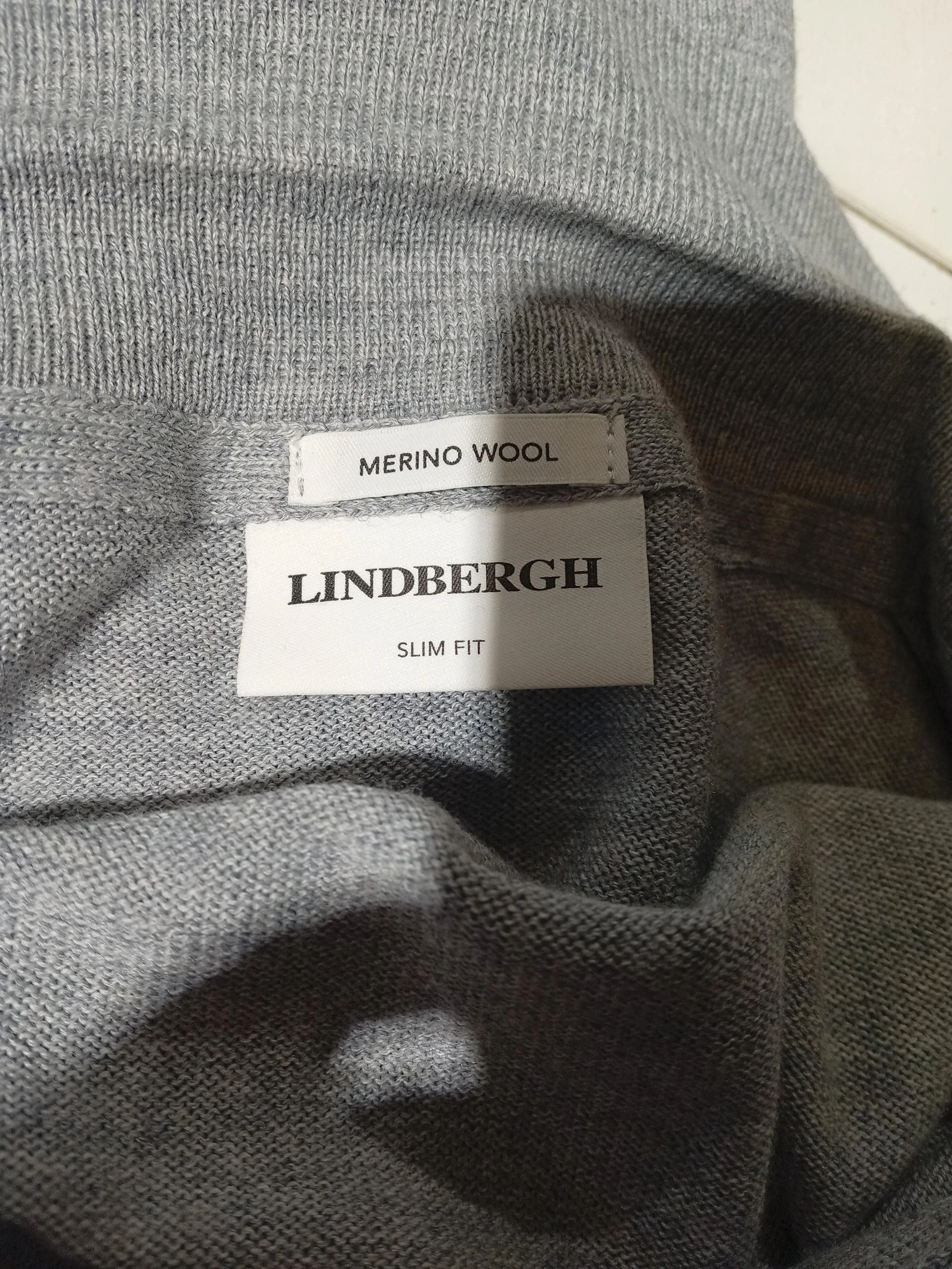 Lindbergh Men's Jumper Chest: 36 in Grey Wool with Acrylic Collared Pullover - Image 5
