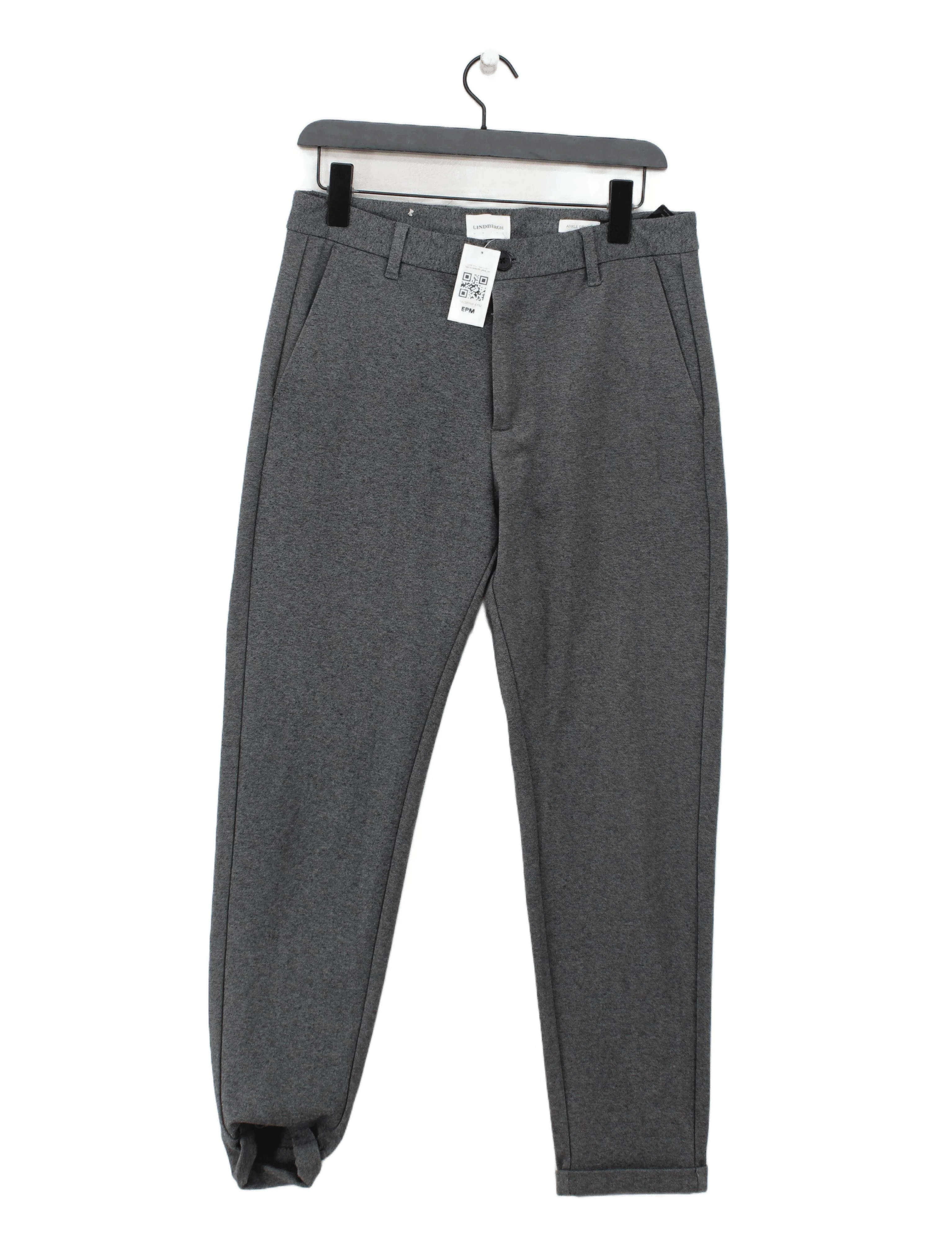Lindbergh Men's Trousers W 33 in Grey Polyester with Viscose, Elastane Chino
