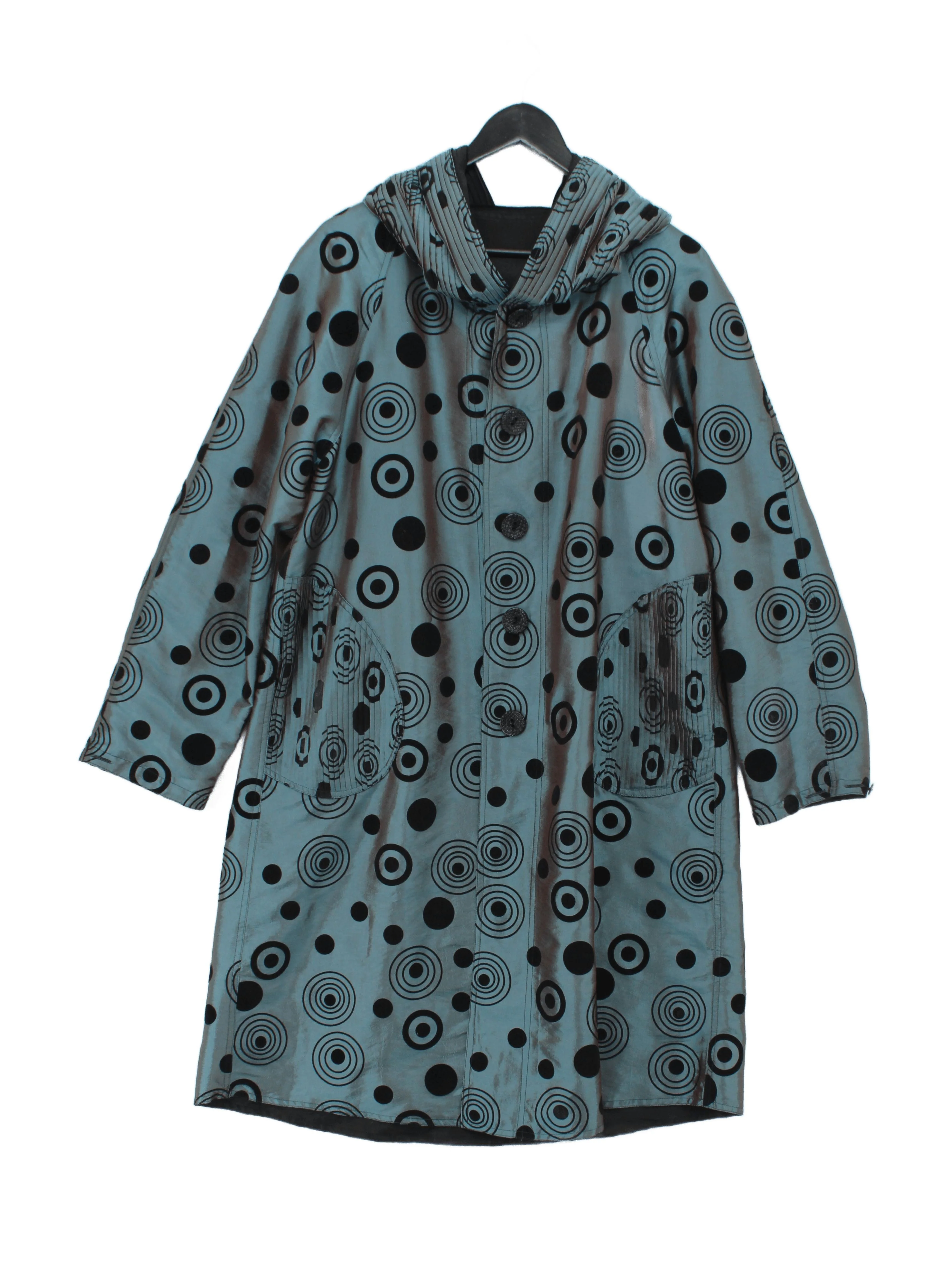 LINDI Women's Coat M Blue Geometric Polyester with Nylon Rain Coat