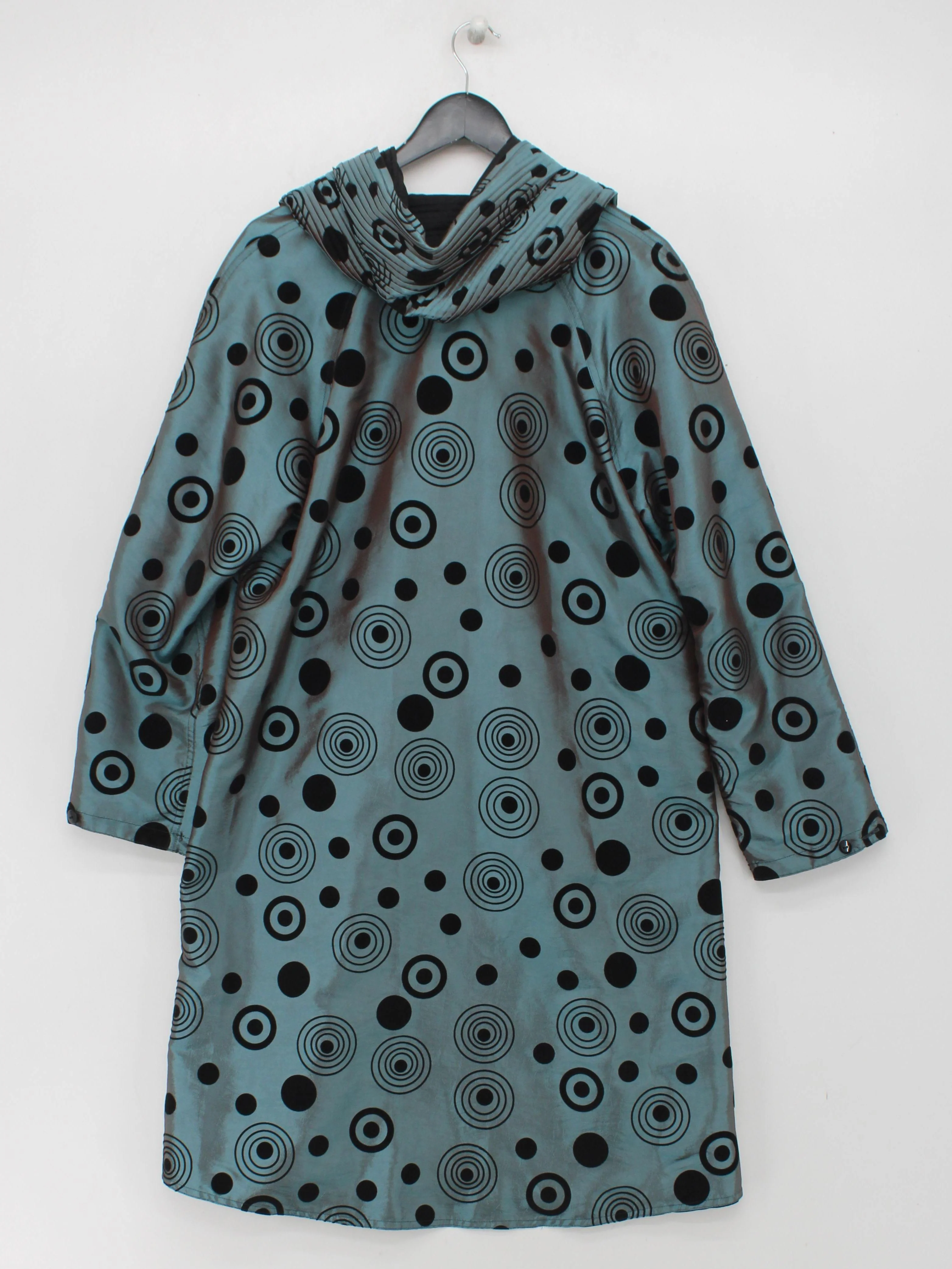 LINDI Women's Coat M Blue Geometric Polyester with Nylon Rain Coat - Image 2