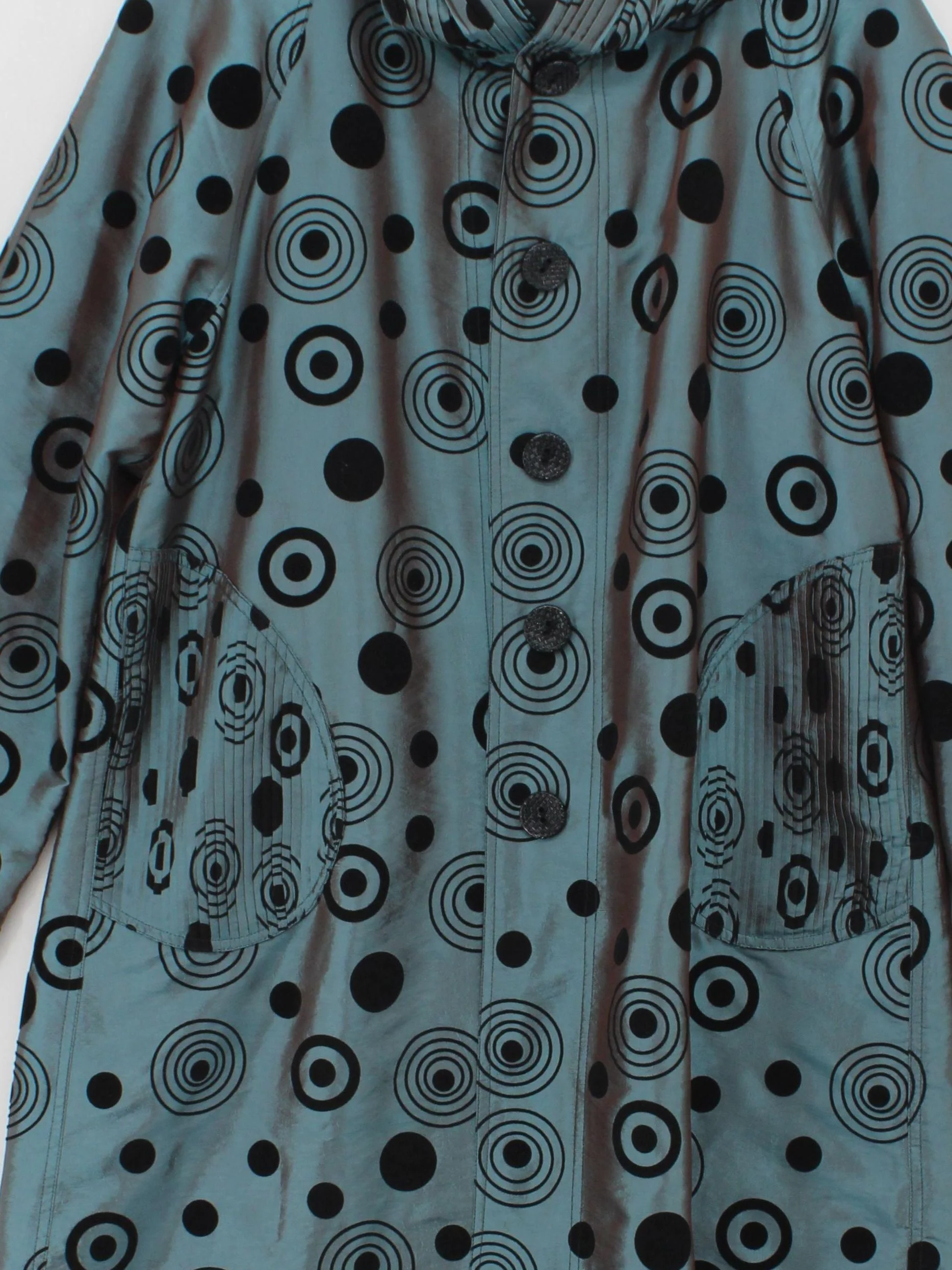 LINDI Women's Coat M Blue Geometric Polyester with Nylon Rain Coat - Image 3