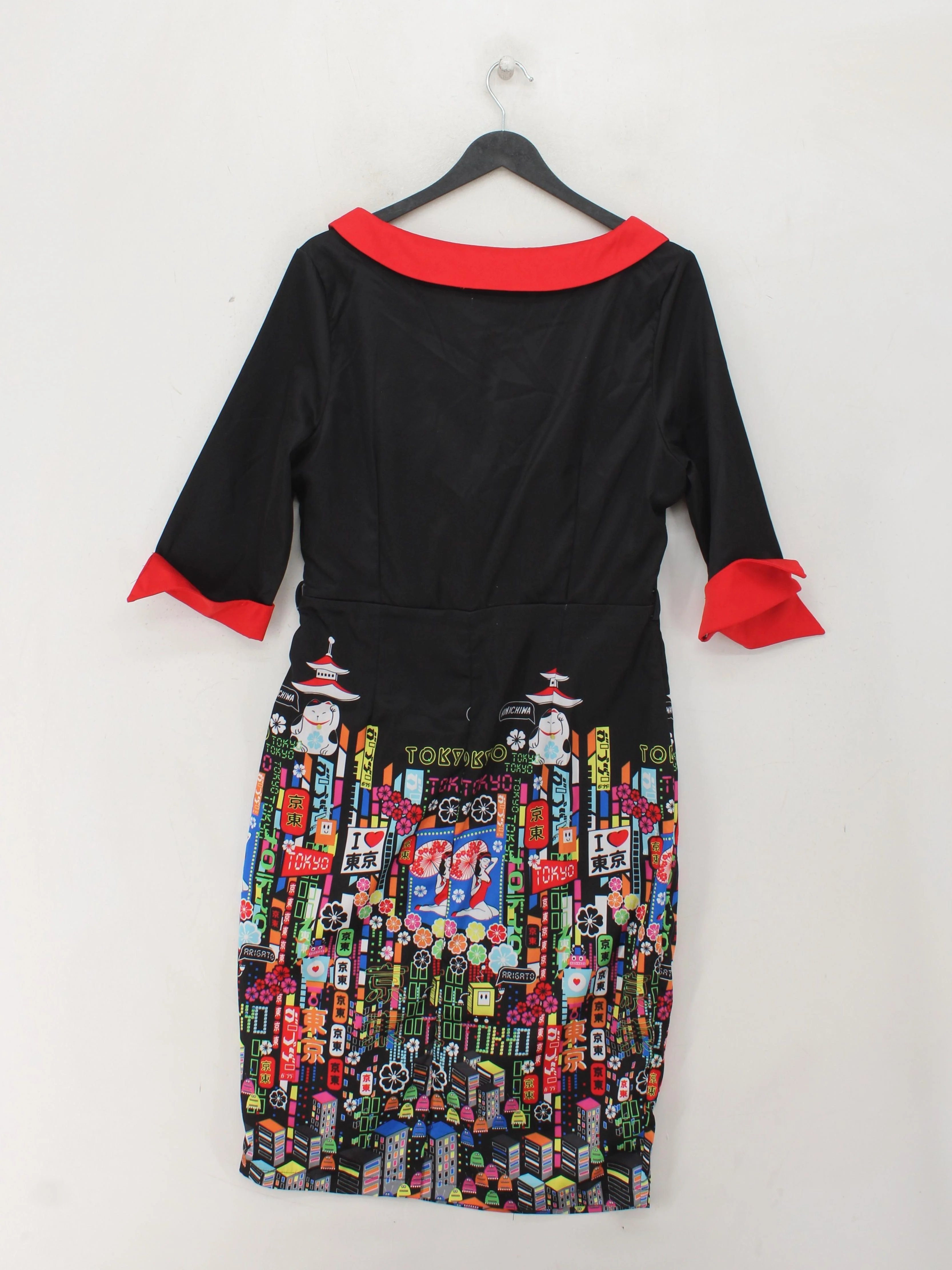 Lindy Bop Wrap Midi Dress UK16 in Black - Image 2