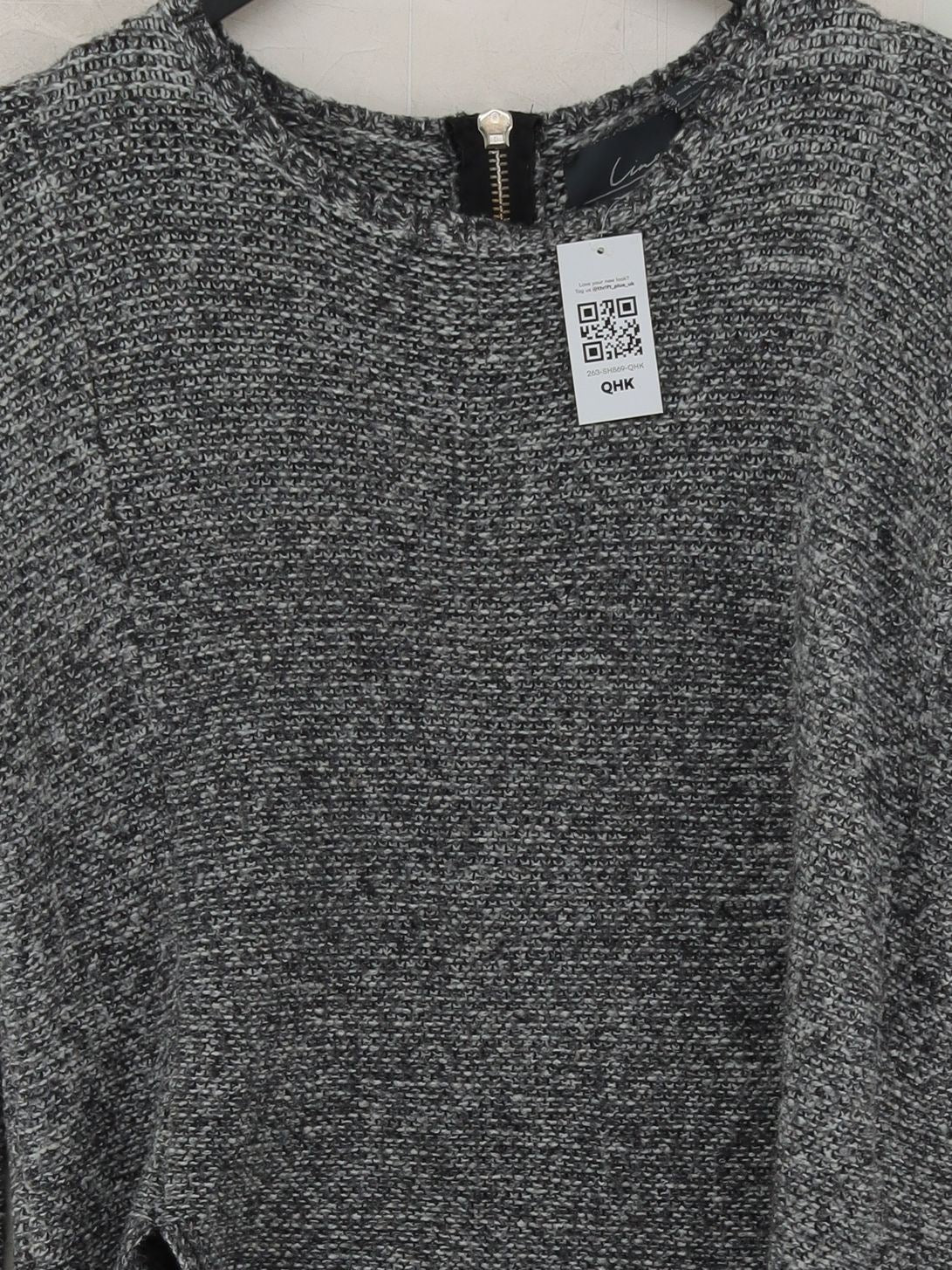 Line. Women's Jumper S Grey Acrylic with Nylon, Cotton, Wool Round Neck Pullover - Image 3