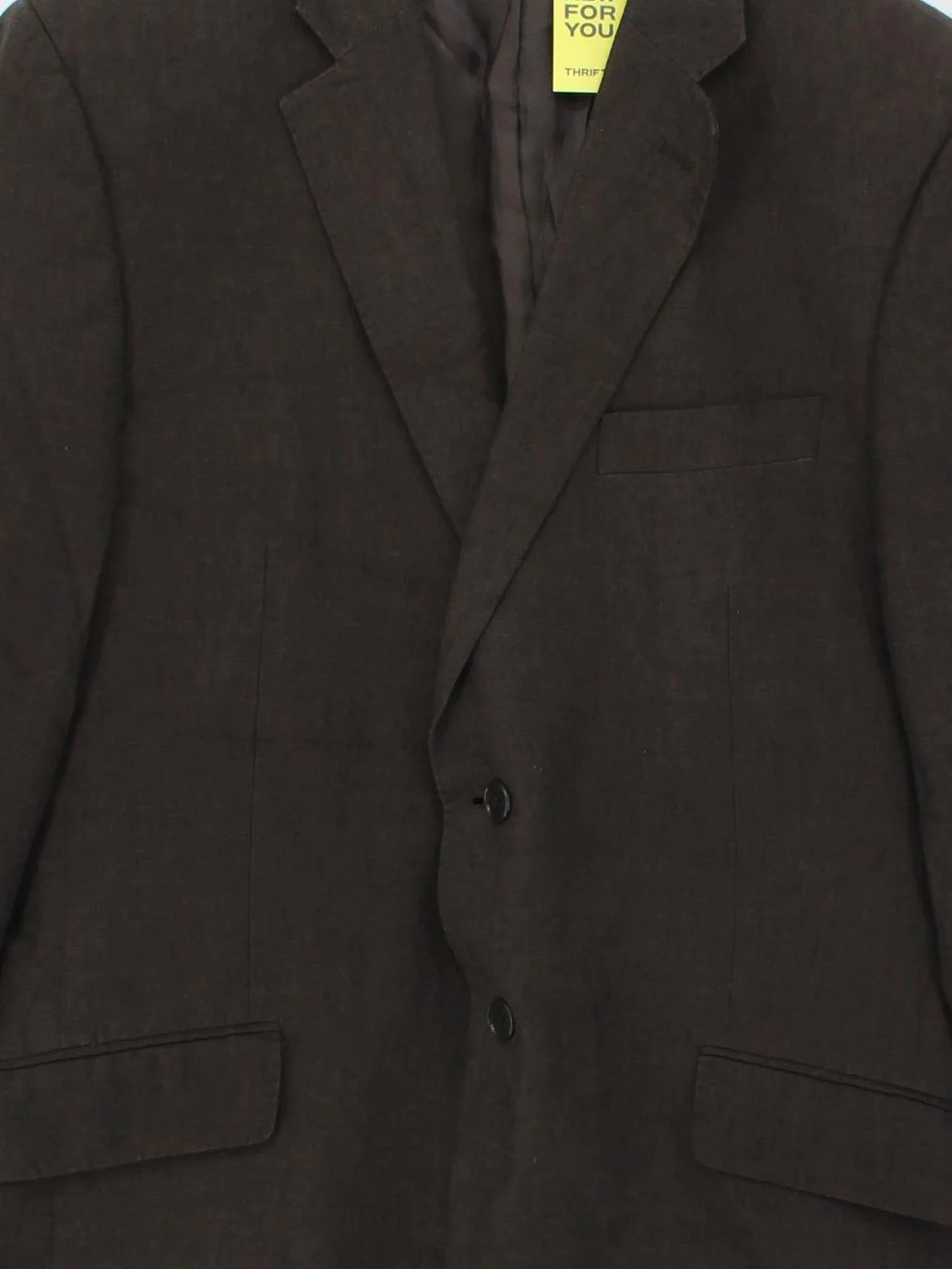 Linea Men's Blazer Chest: 42 in Brown Linen with Polyester, Viscose Overcoat - Image 3