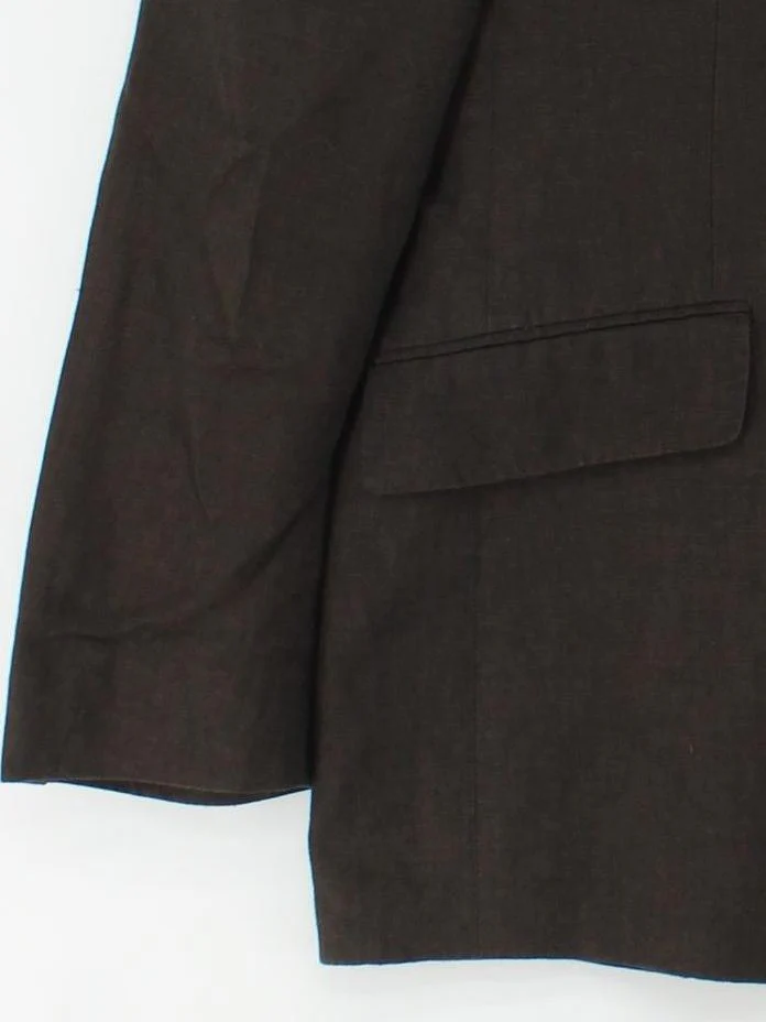 Linea Men's Blazer Chest: 42 in Brown Linen with Polyester, Viscose Overcoat - Image 4