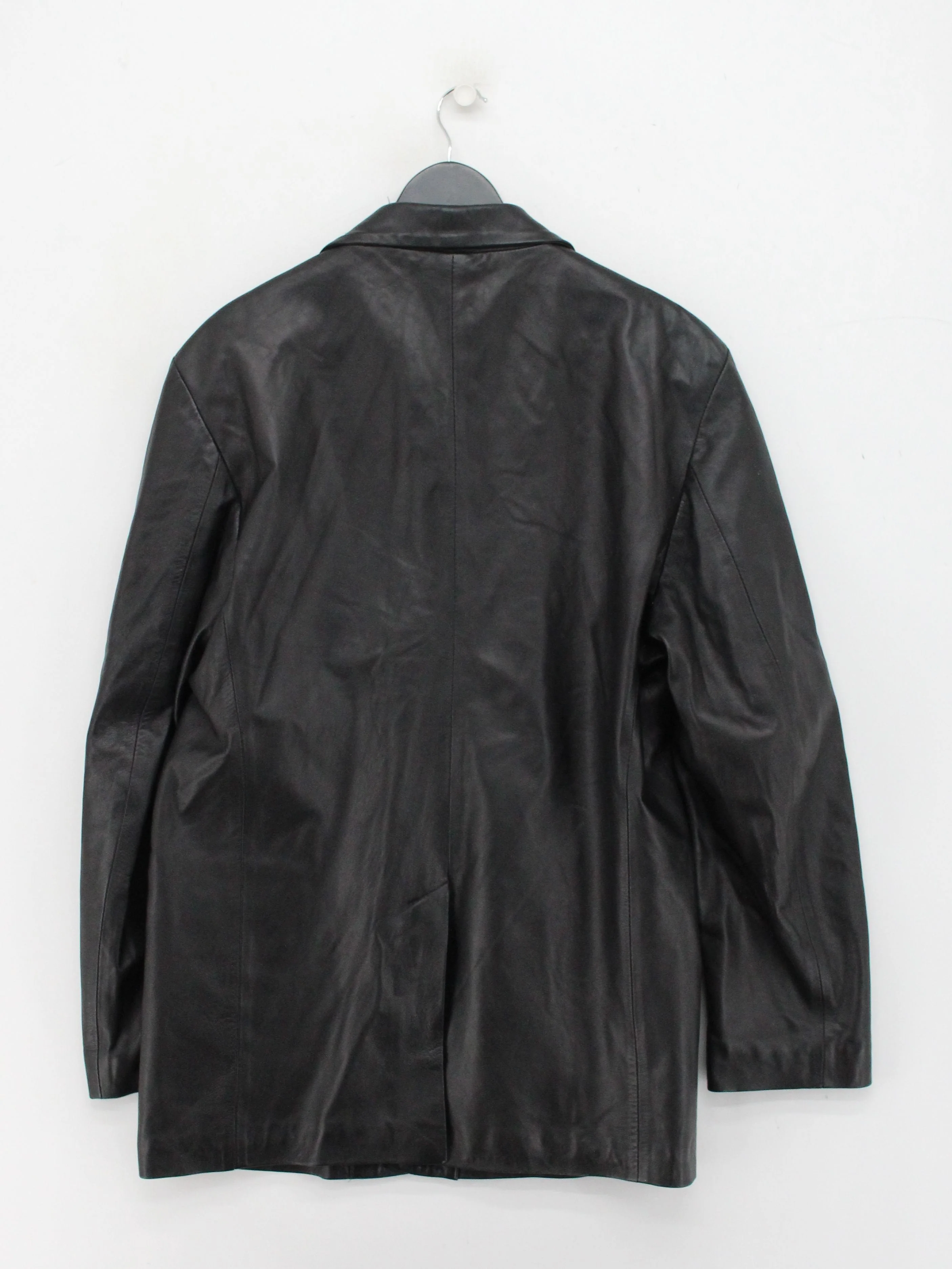 Linea Men's Blazer L Black Leather with Polyester Overcoat - Image 2
