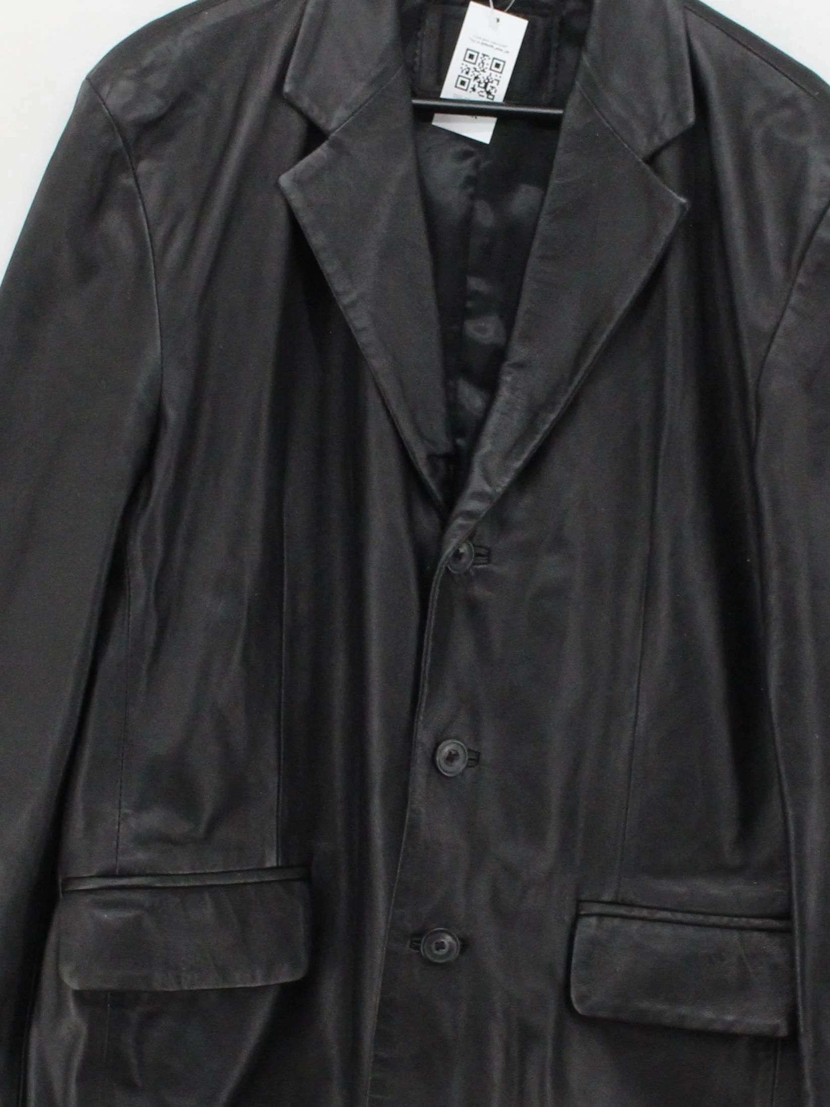 Linea Men's Blazer L Black Leather with Polyester Overcoat - Image 3