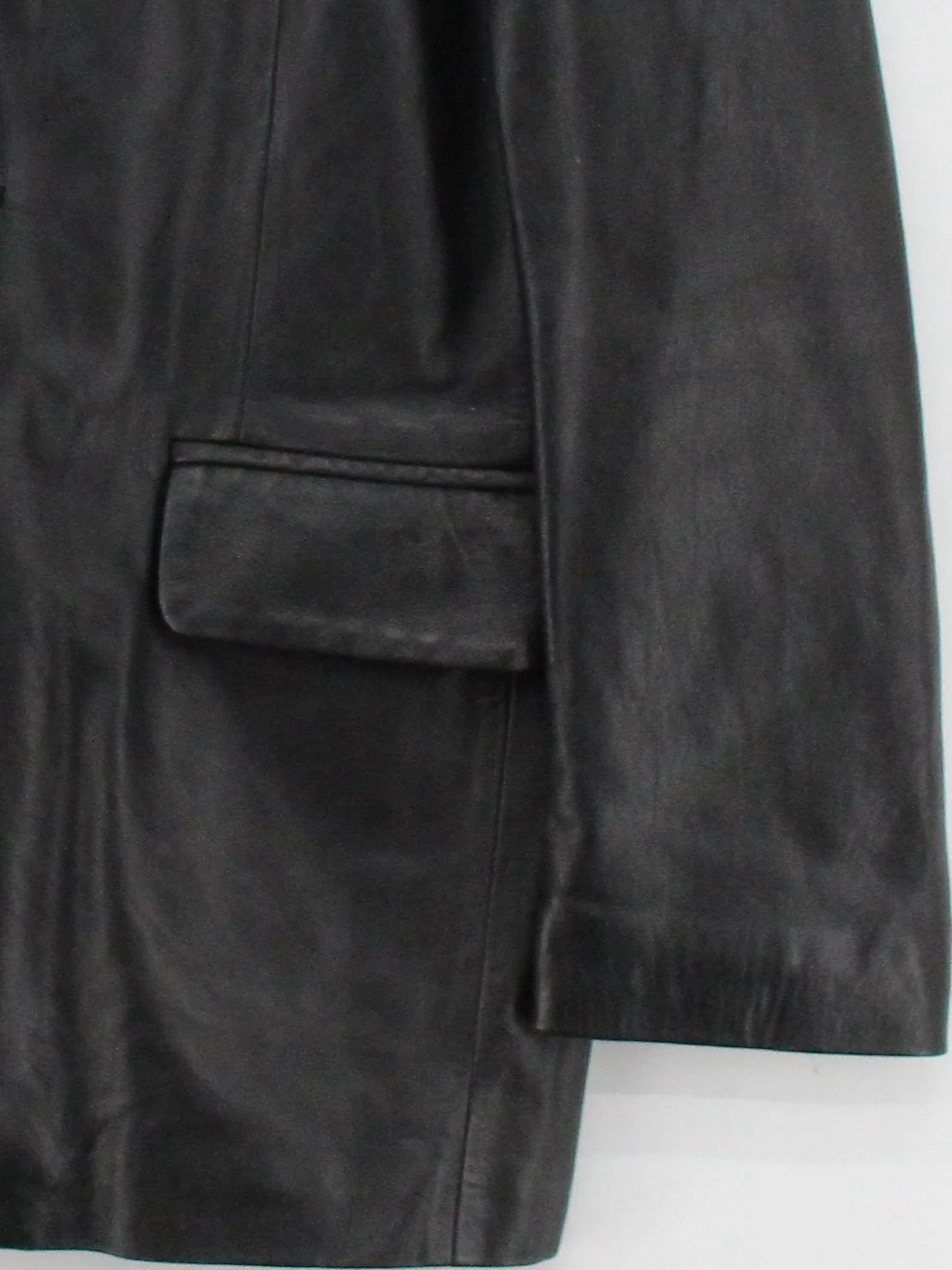 Linea Men's Blazer L Black Leather with Polyester Overcoat - Image 4