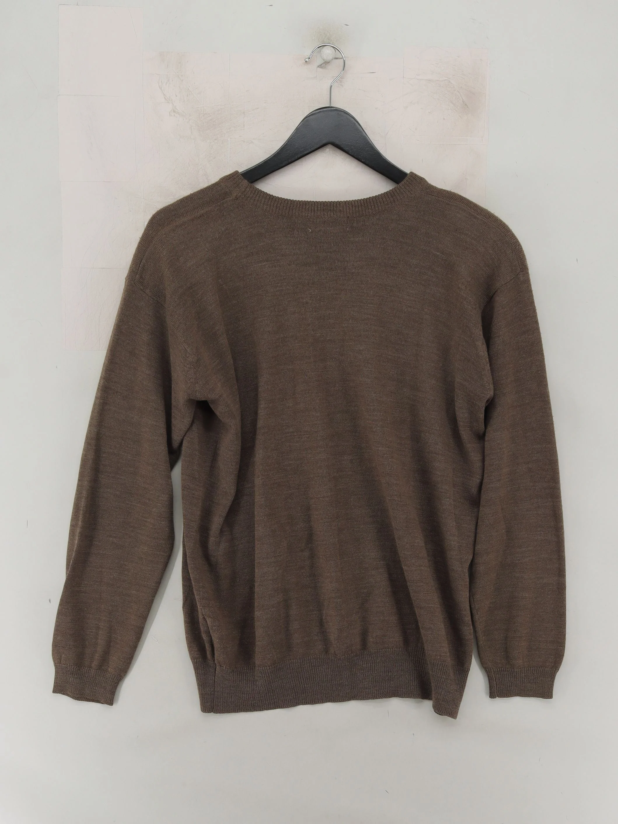 Linea Men's Jumper M Brown 100% Wool Round Neck Pullover - Image 2