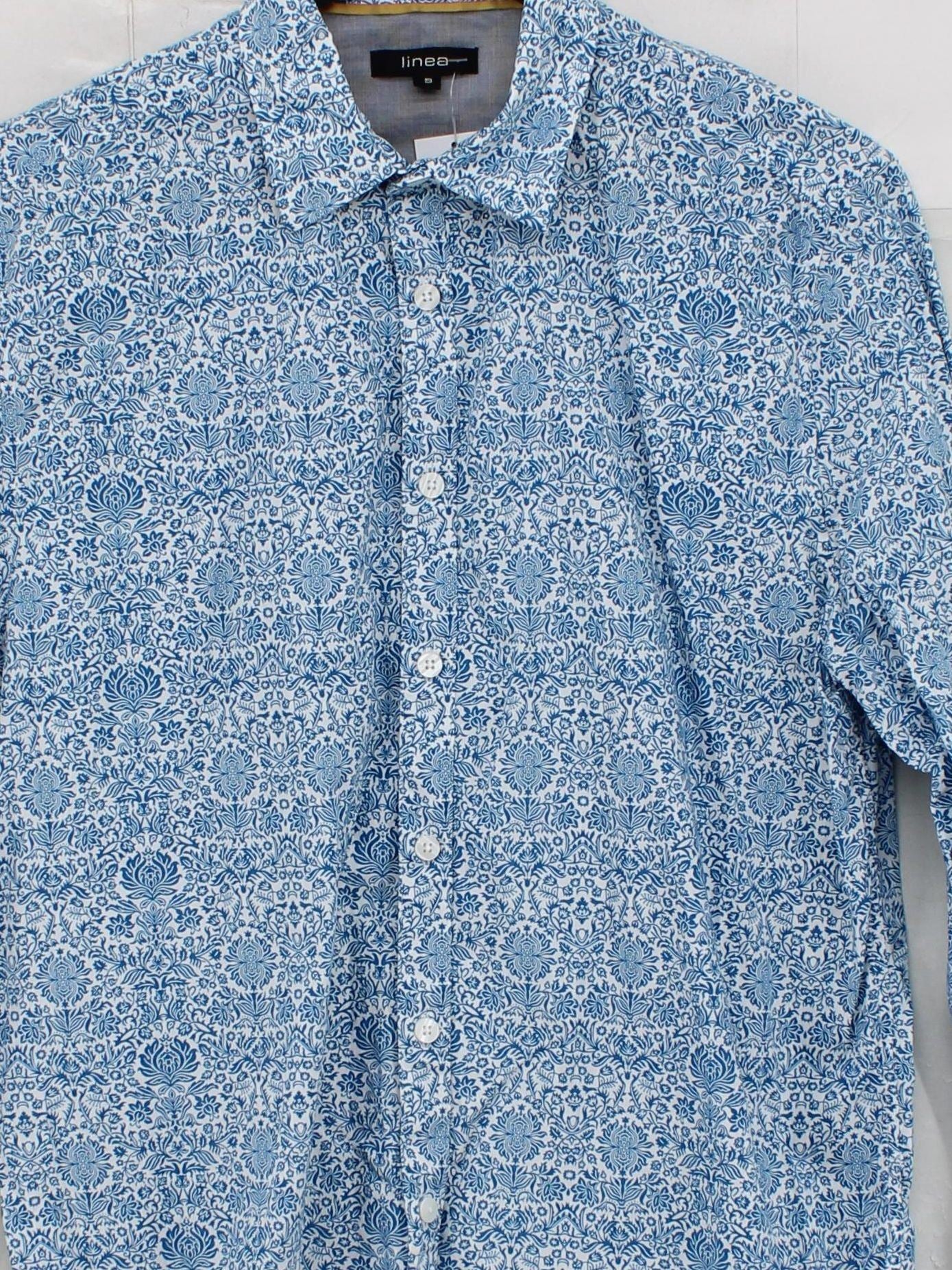 Linea Men's Shirt S Blue Floral 100% Cotton Basic - Image 3