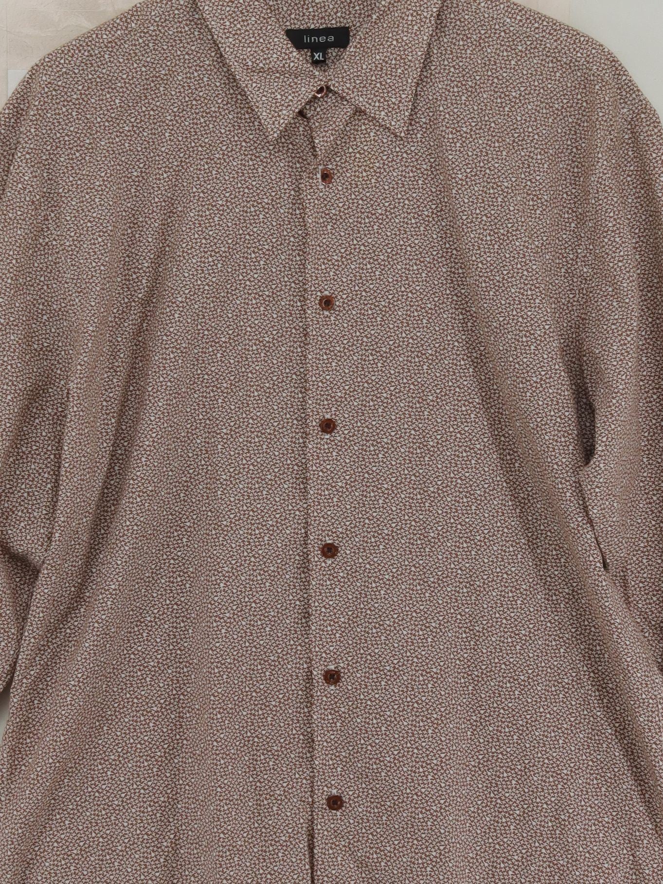 Linea Men's Shirt XL Brown Geometric 100% Cotton Basic - Image 3