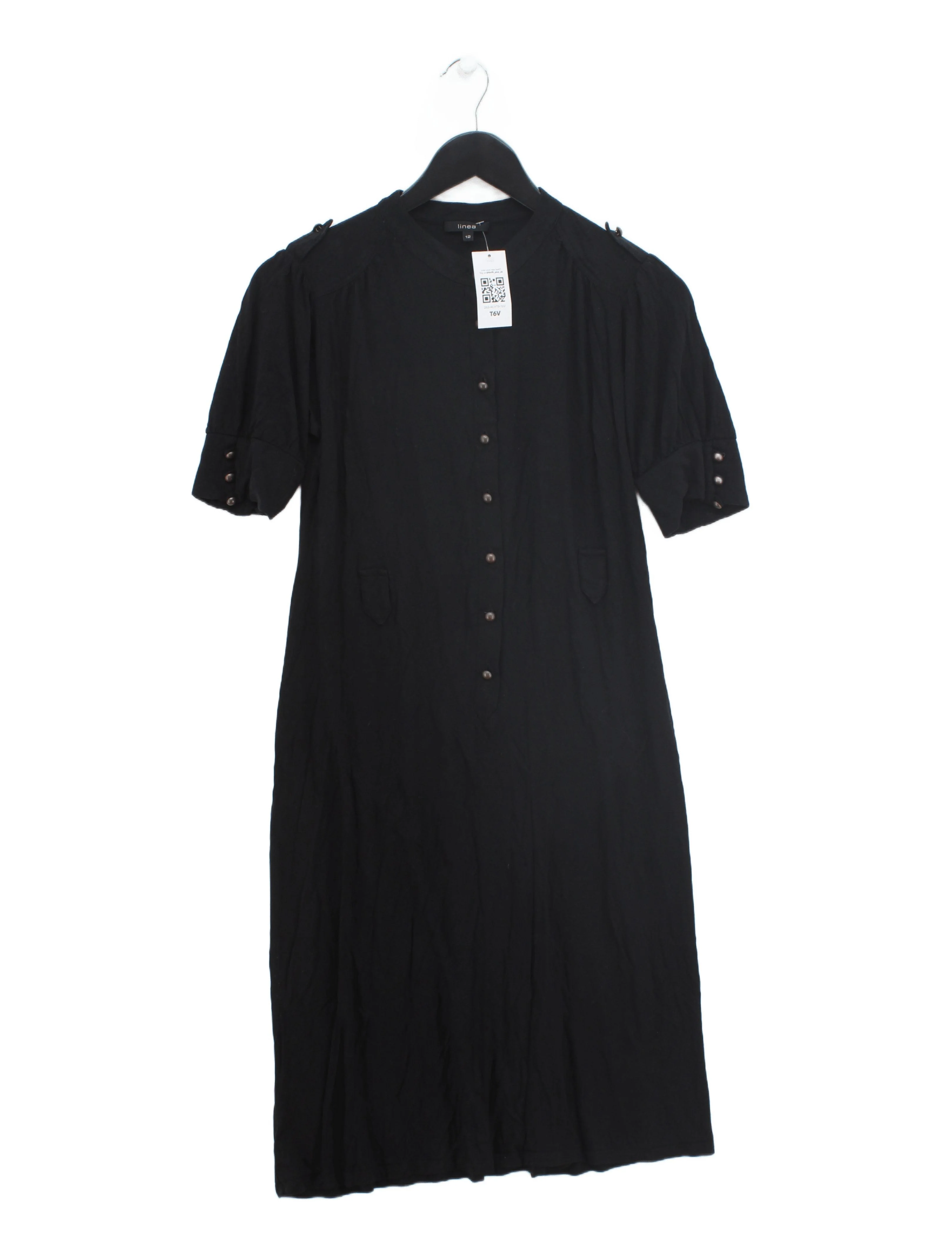 Linea Shirt Midi Dress UK12 in Black
