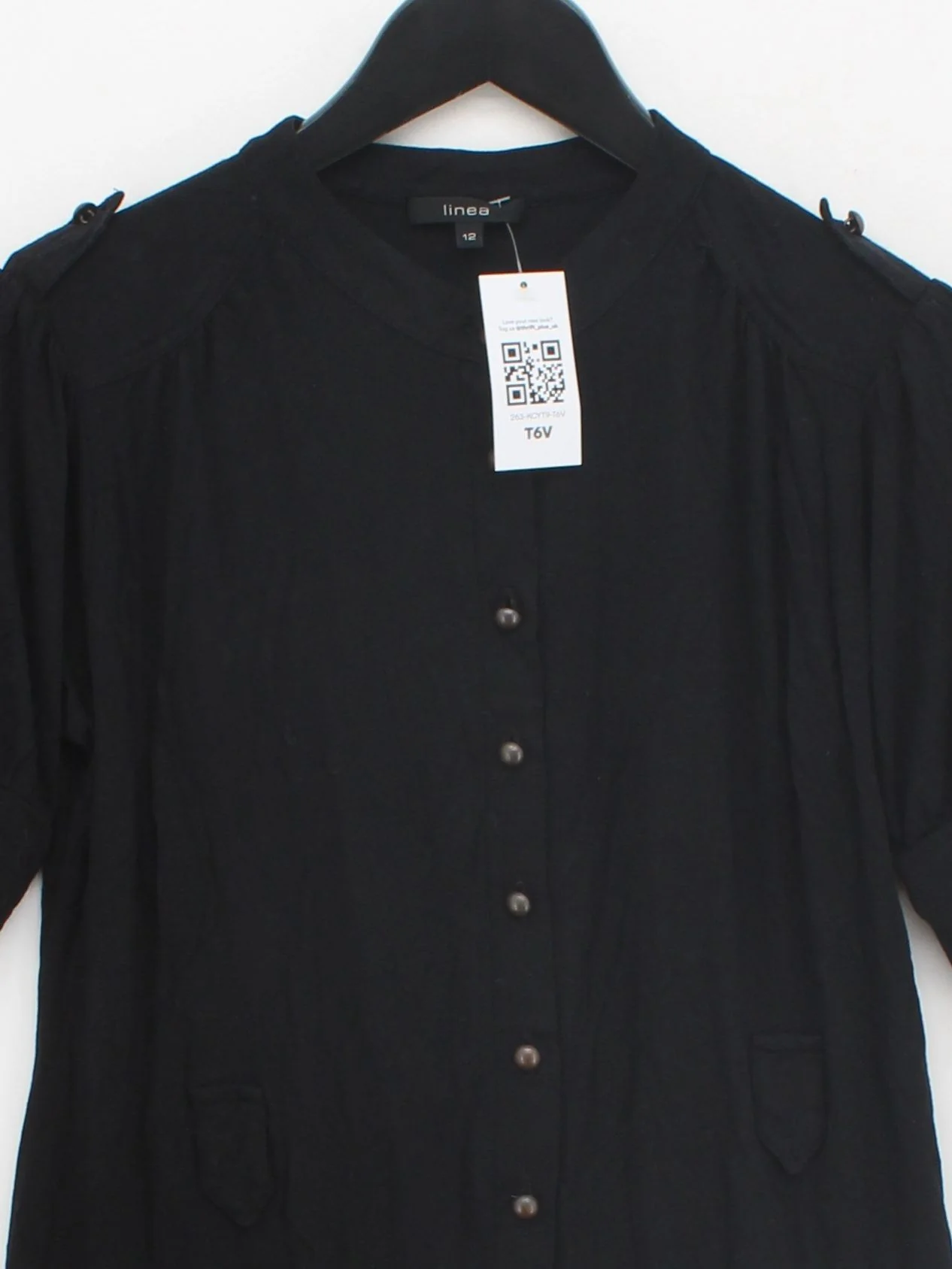 Linea Shirt Midi Dress UK12 in Black - Image 3