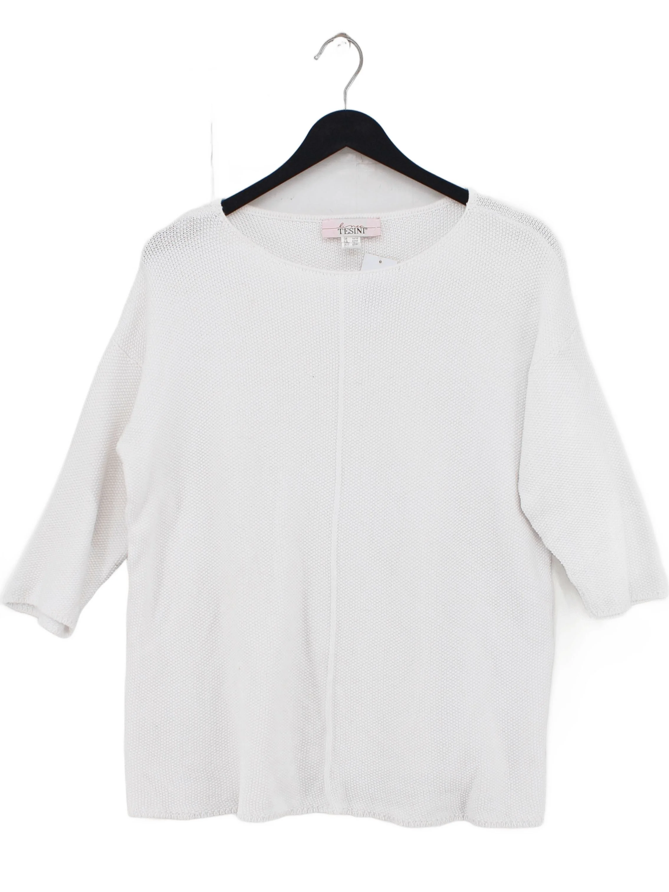 Linea Tesini Women's Jumper UK 14 White 100% Other Round Neck Pullover