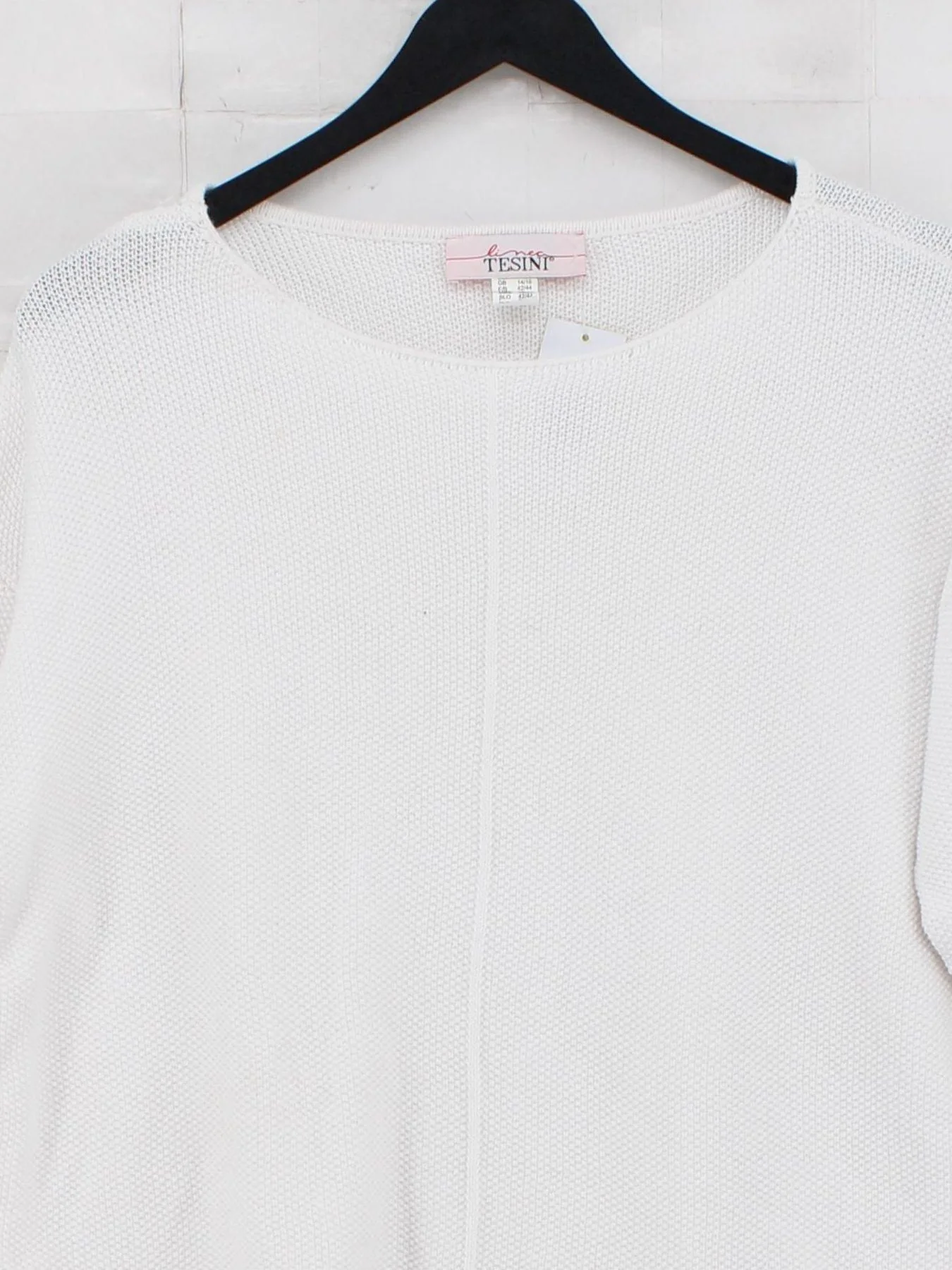 Linea Tesini Women's Jumper UK 14 White 100% Other Round Neck Pullover - Image 3