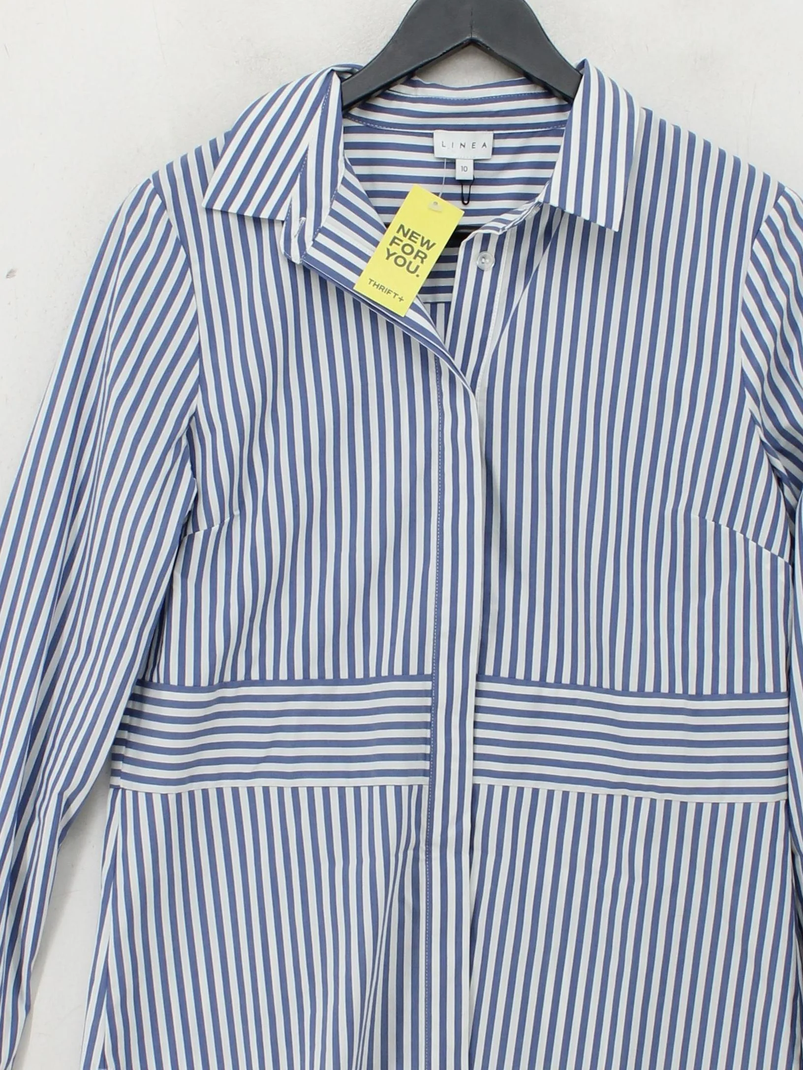 Linea Women's Shirt UK 10 Blue Striped 100% Other Long Sleeve Collared Basic - Image 3