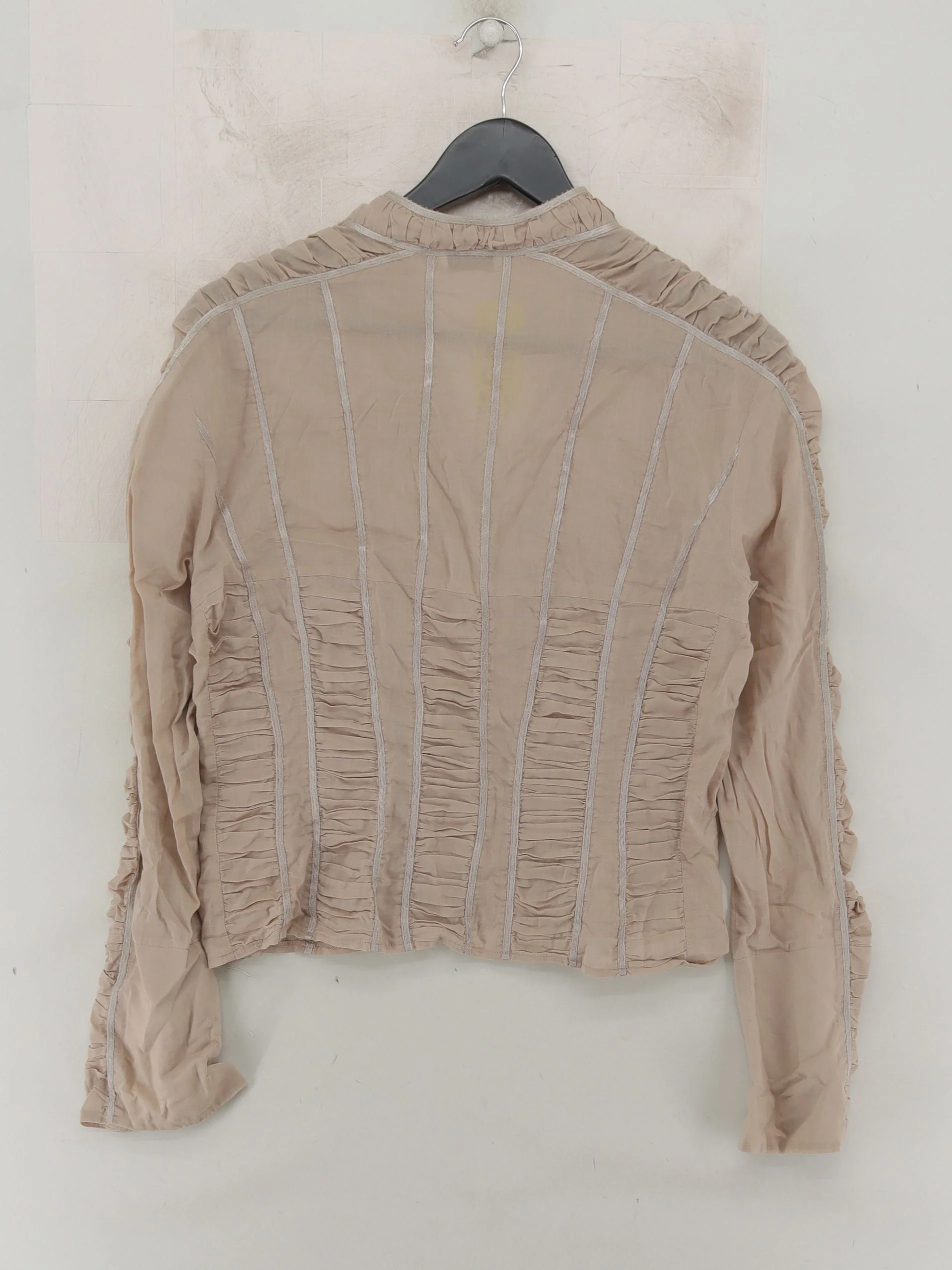 Linea Women's Top S Tan 100% Cotton Long Sleeve Collared Basic - Image 2