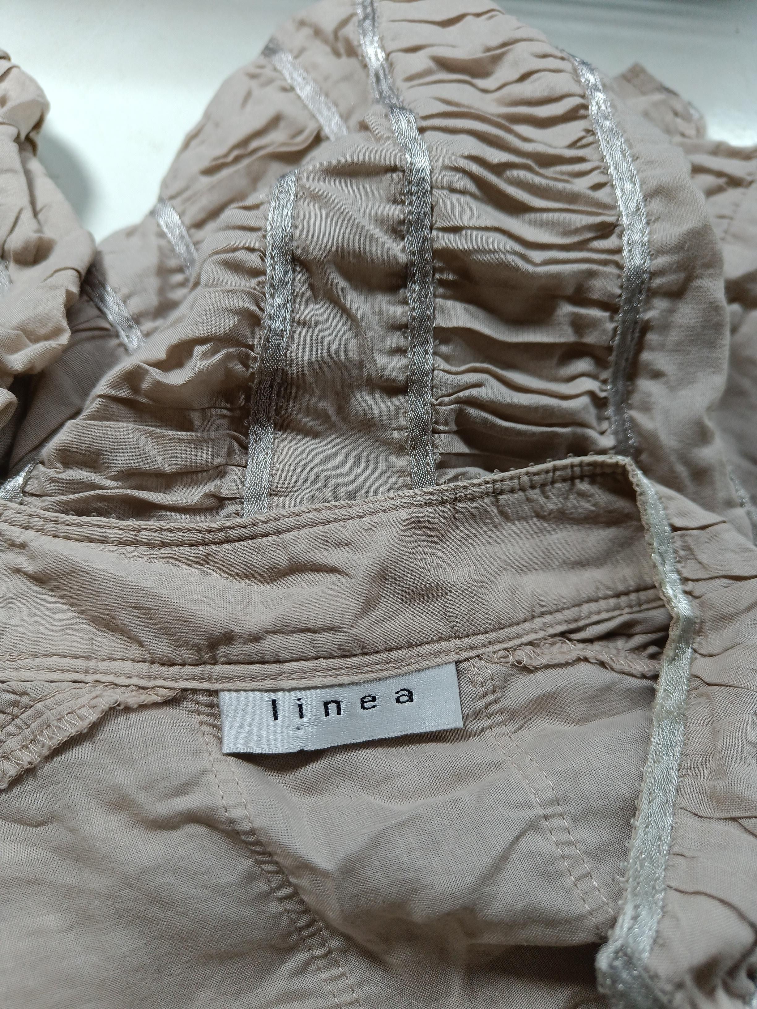 Linea Women's Top S Tan 100% Cotton Long Sleeve Collared Basic - Image 6