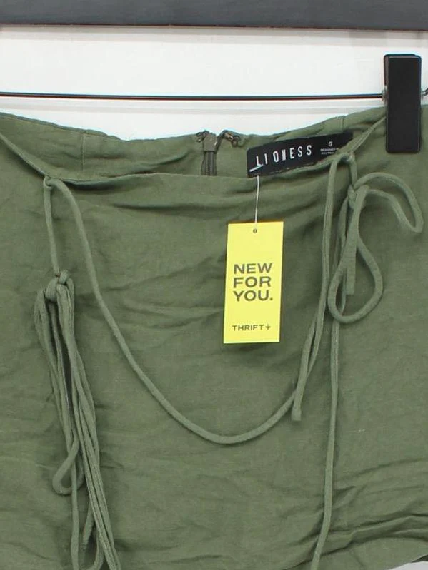Lioness Women's Mini Skirt S Green Linen with Viscose Short Mini - Image 3