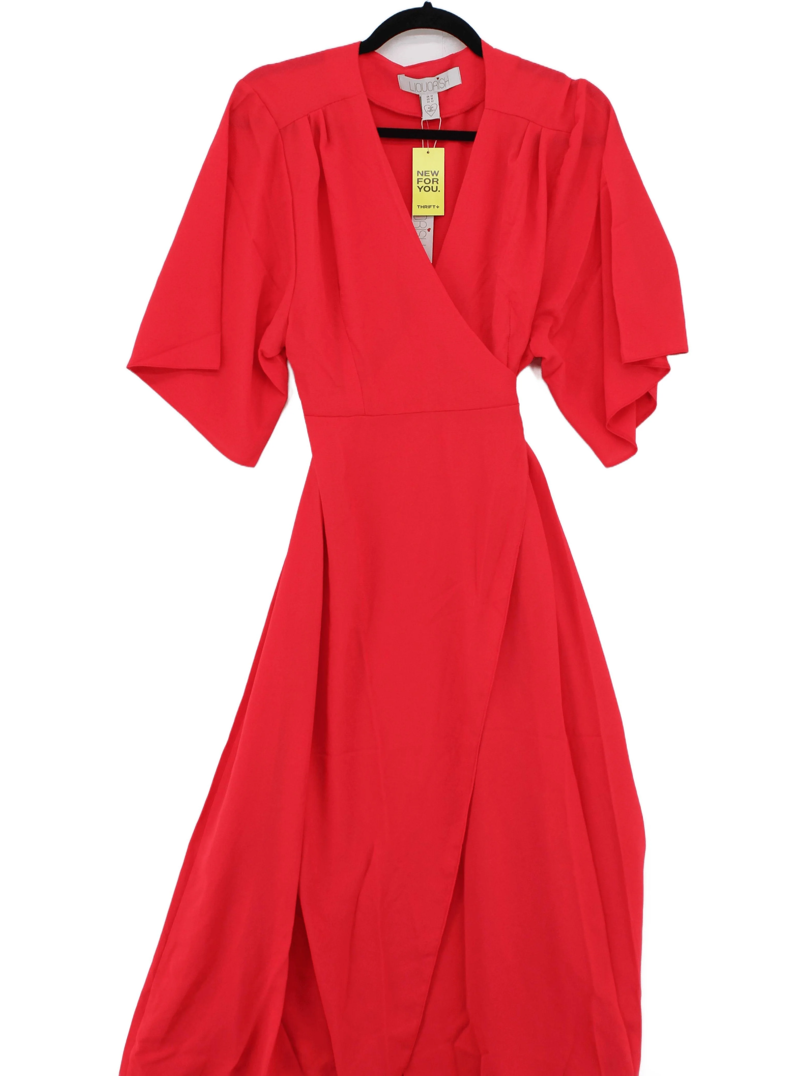 liquorish Wrap Midi Dress UK14 in Red