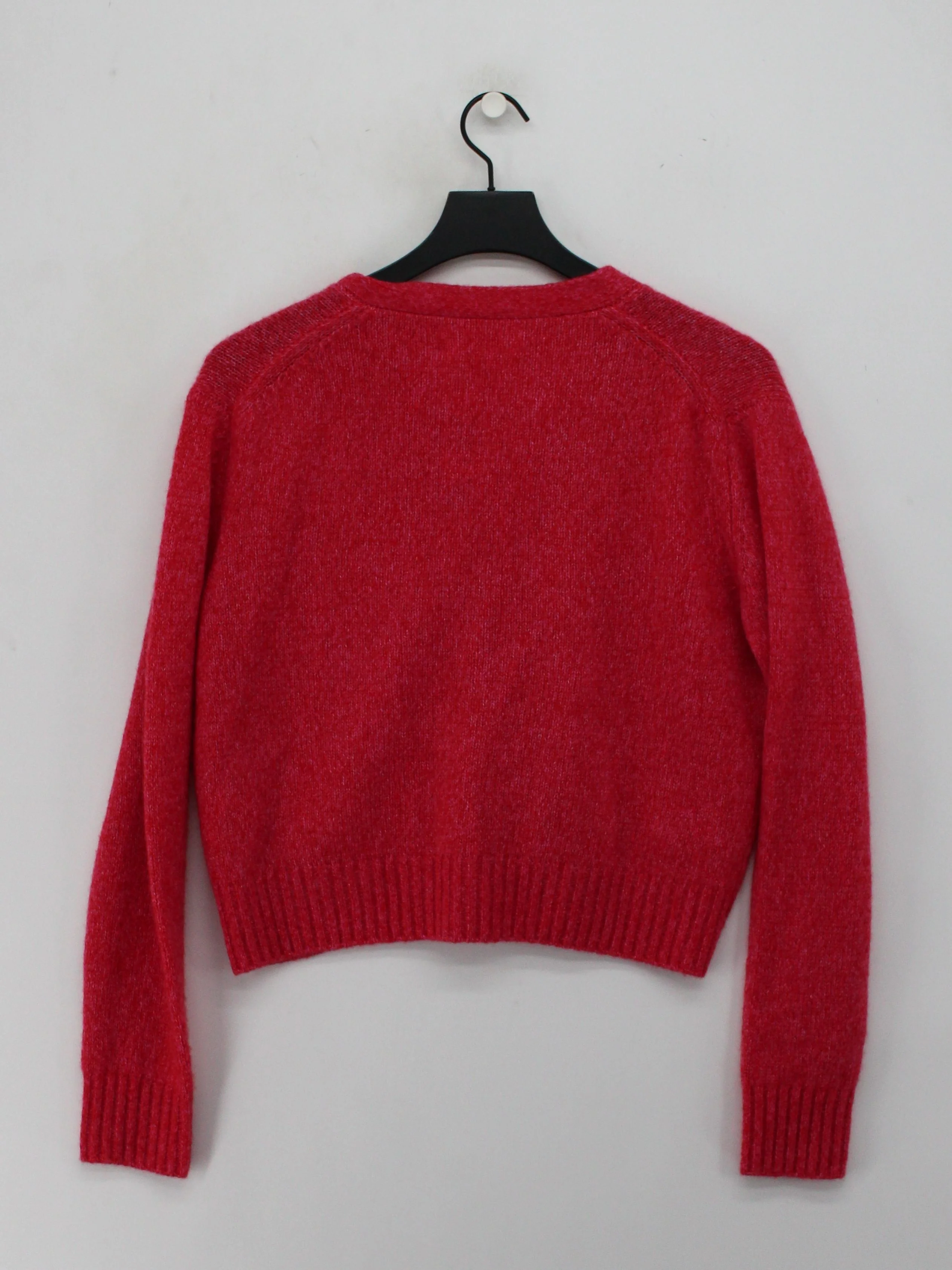 Lisa Yang Women's Cardigan S Red Cashmere with Silk V-Neck Cardigan - Image 2