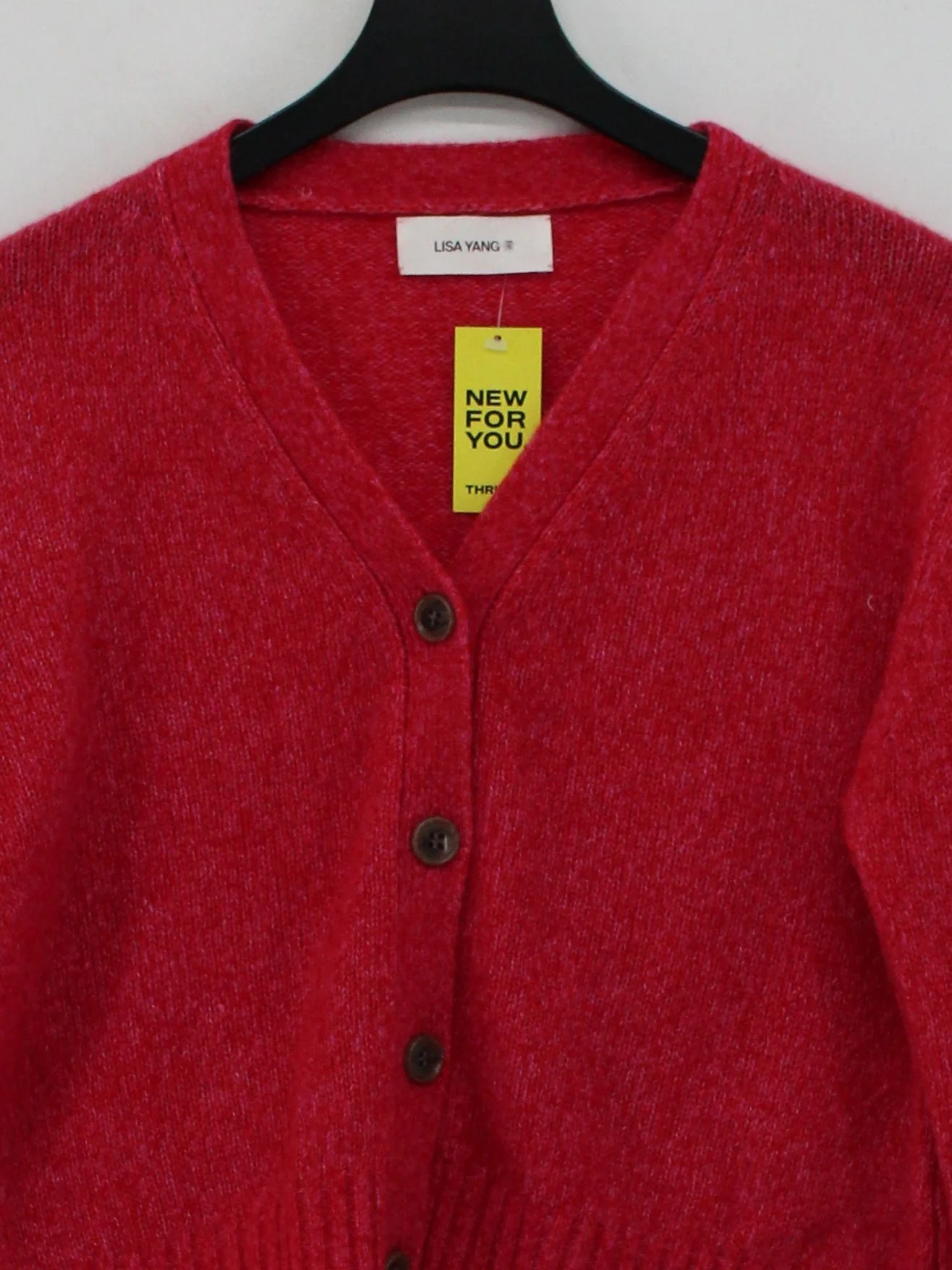 Lisa Yang Women's Cardigan S Red Cashmere with Silk V-Neck Cardigan - Image 3