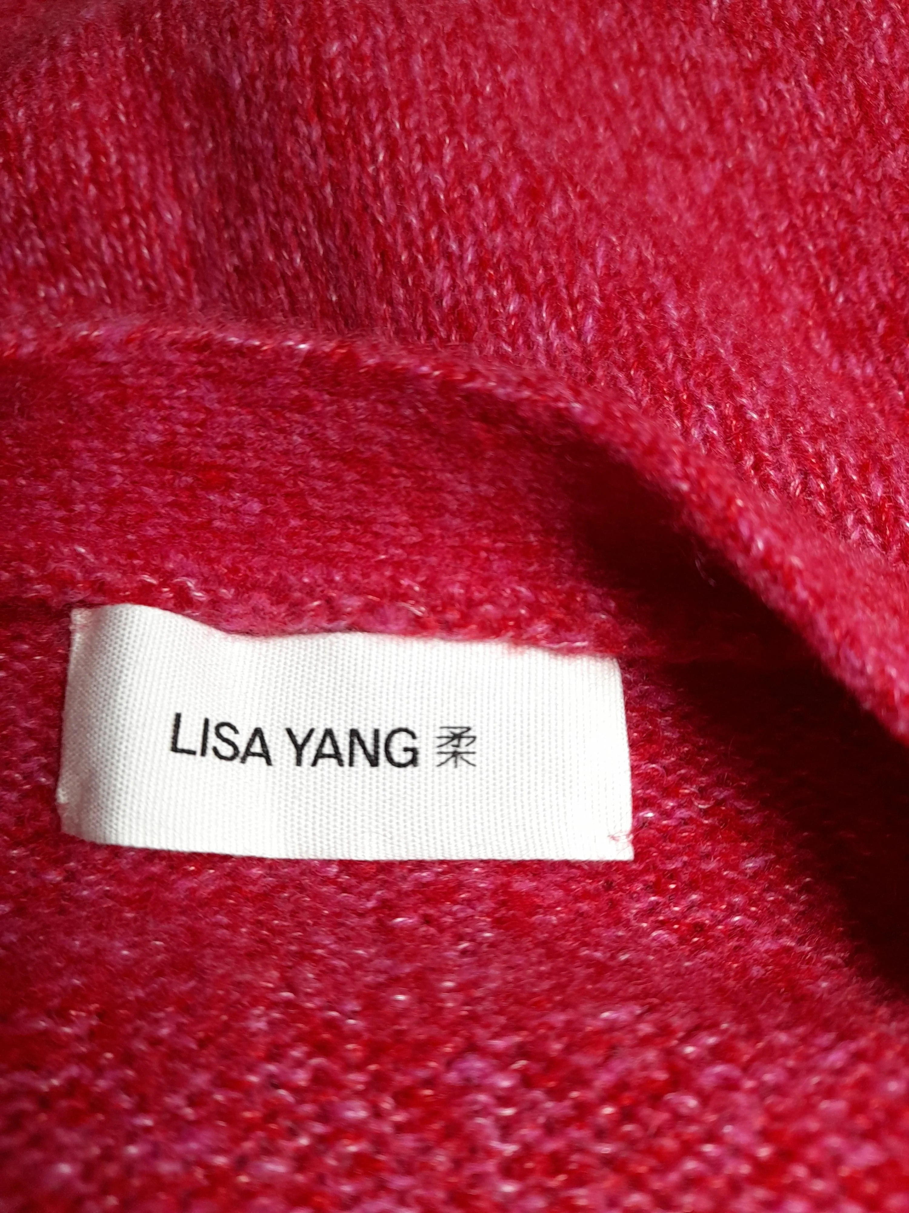 Lisa Yang Women's Cardigan S Red Cashmere with Silk V-Neck Cardigan - Image 5