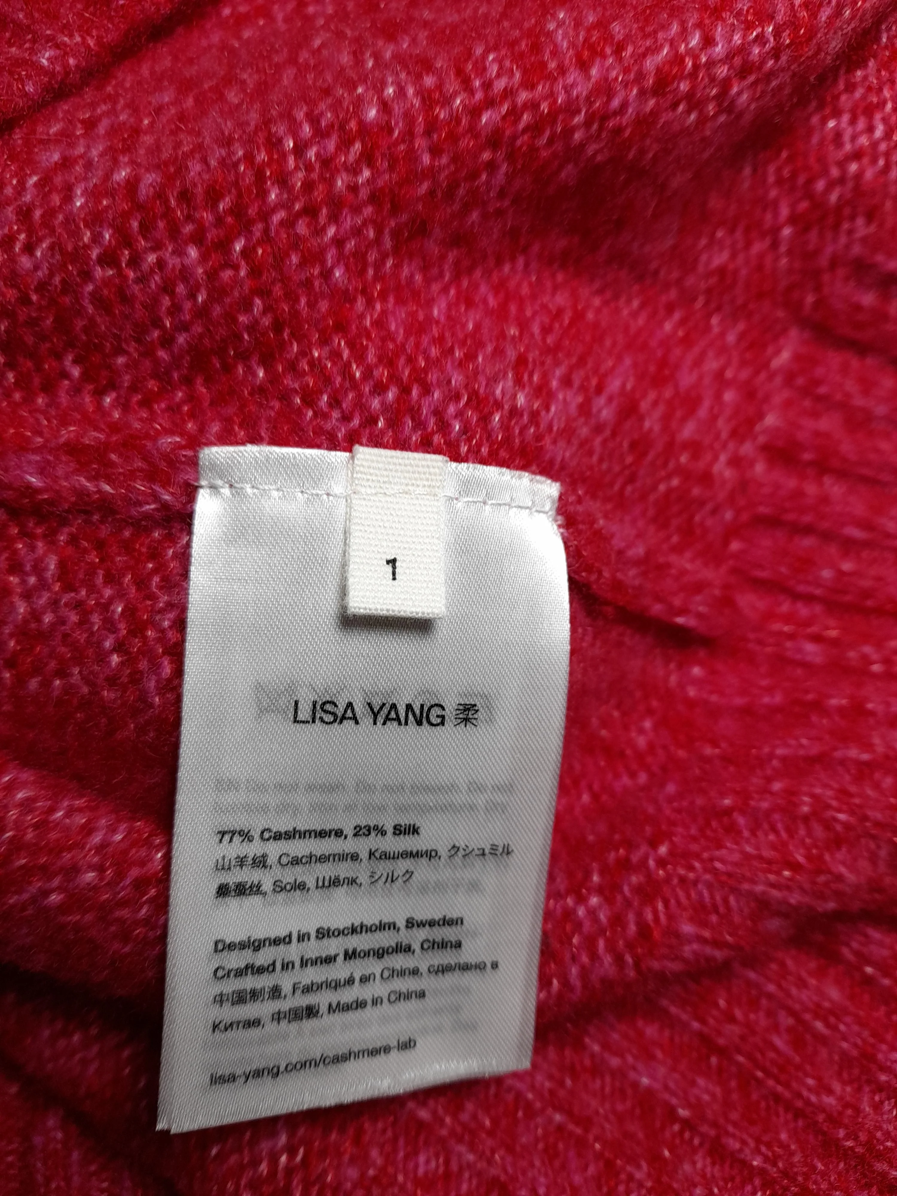 Lisa Yang Women's Cardigan S Red Cashmere with Silk V-Neck Cardigan - Image 6
