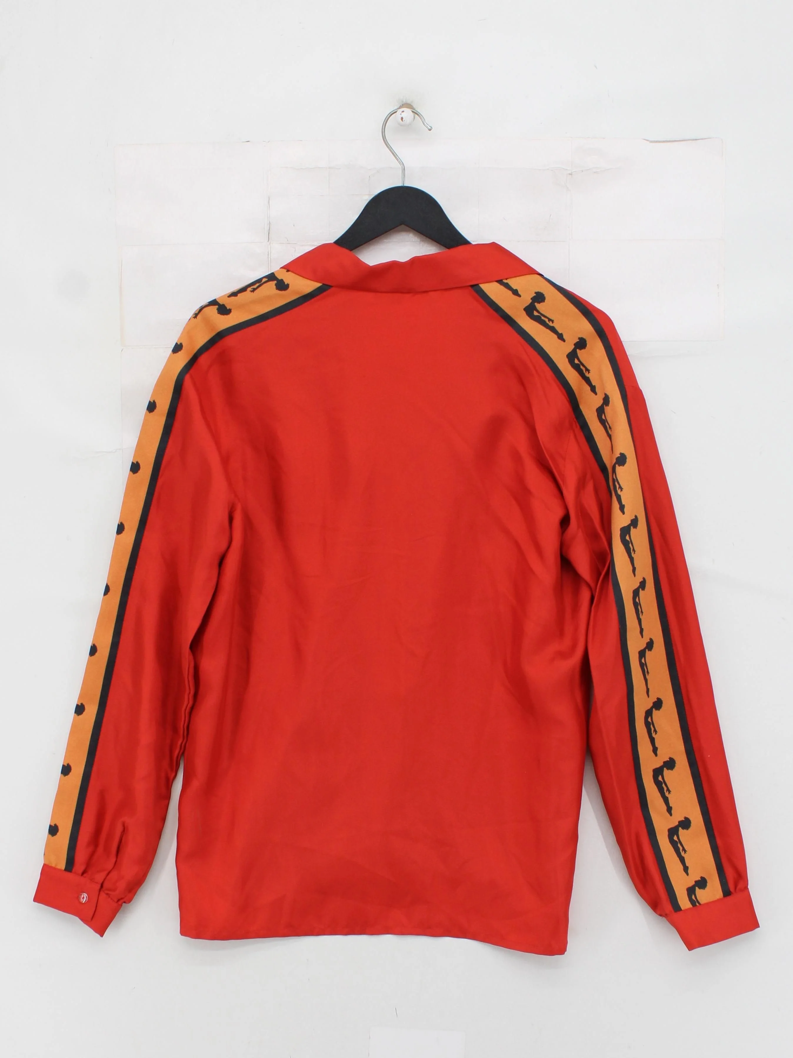 Lisou Women's Shirt UK 8 Red 100% Silk Long Sleeve Collared Basic - Image 2