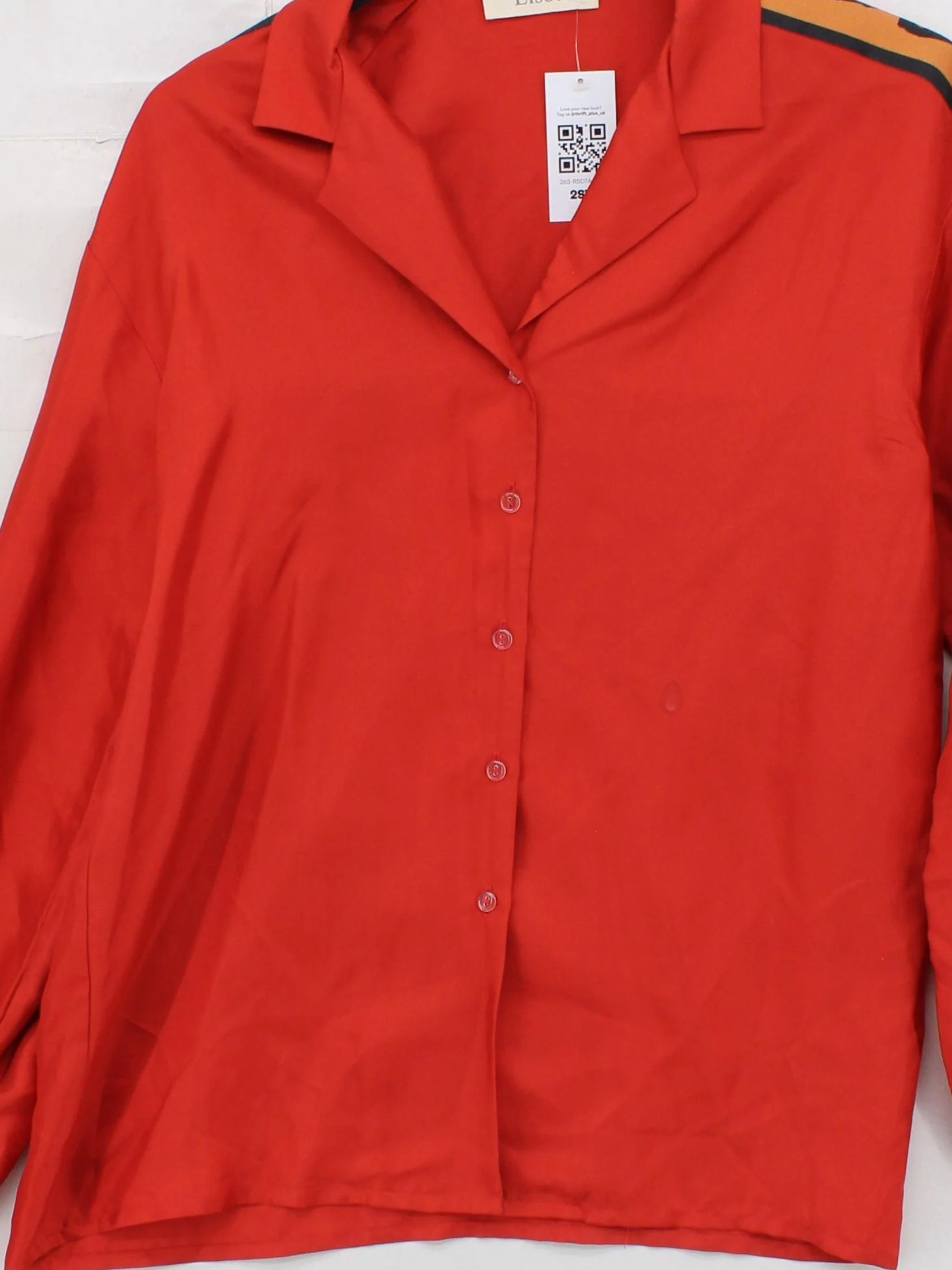 Lisou Women's Shirt UK 8 Red 100% Silk Long Sleeve Collared Basic - Image 3
