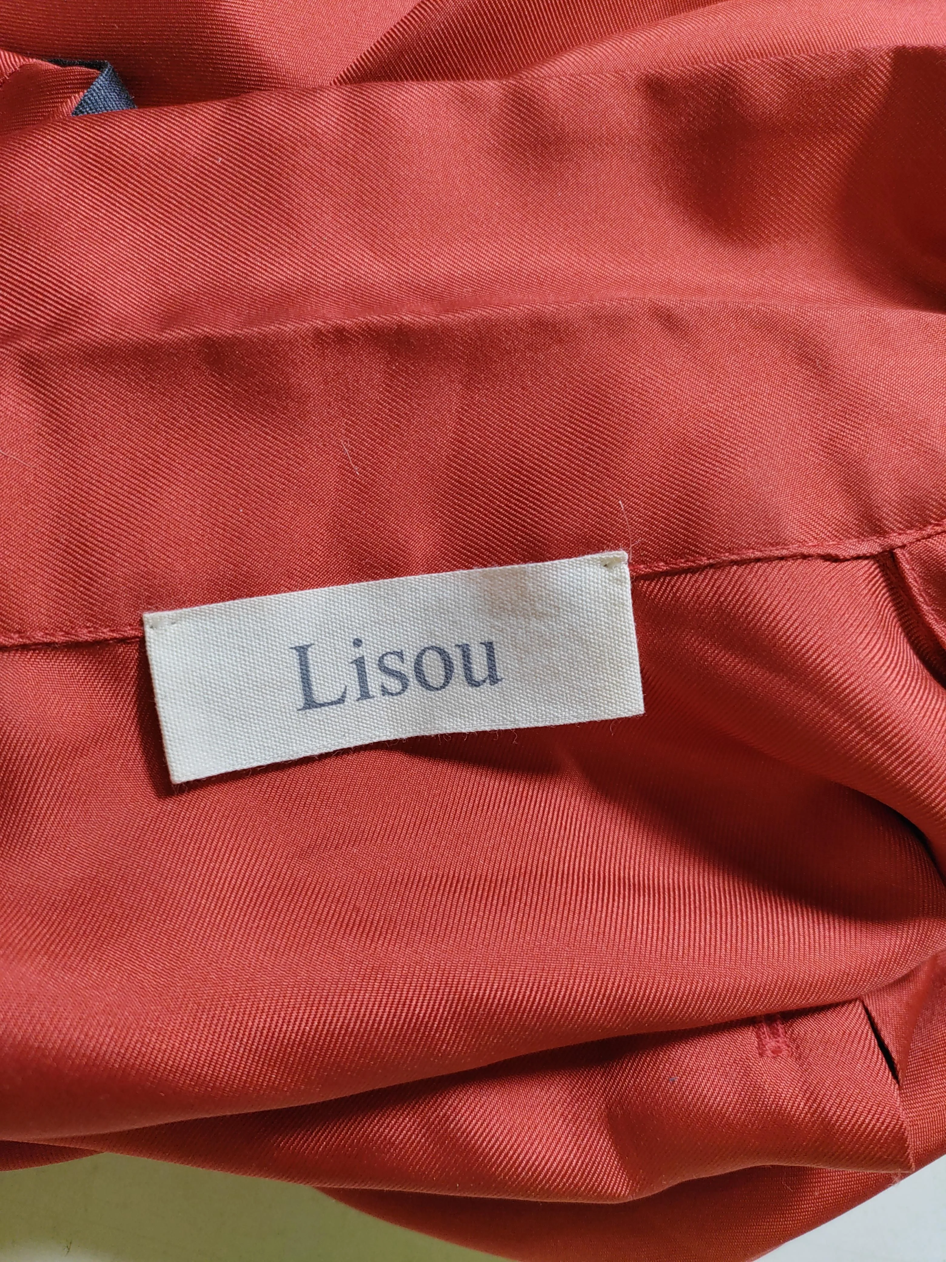 Lisou Women's Shirt UK 8 Red 100% Silk Long Sleeve Collared Basic - Image 6