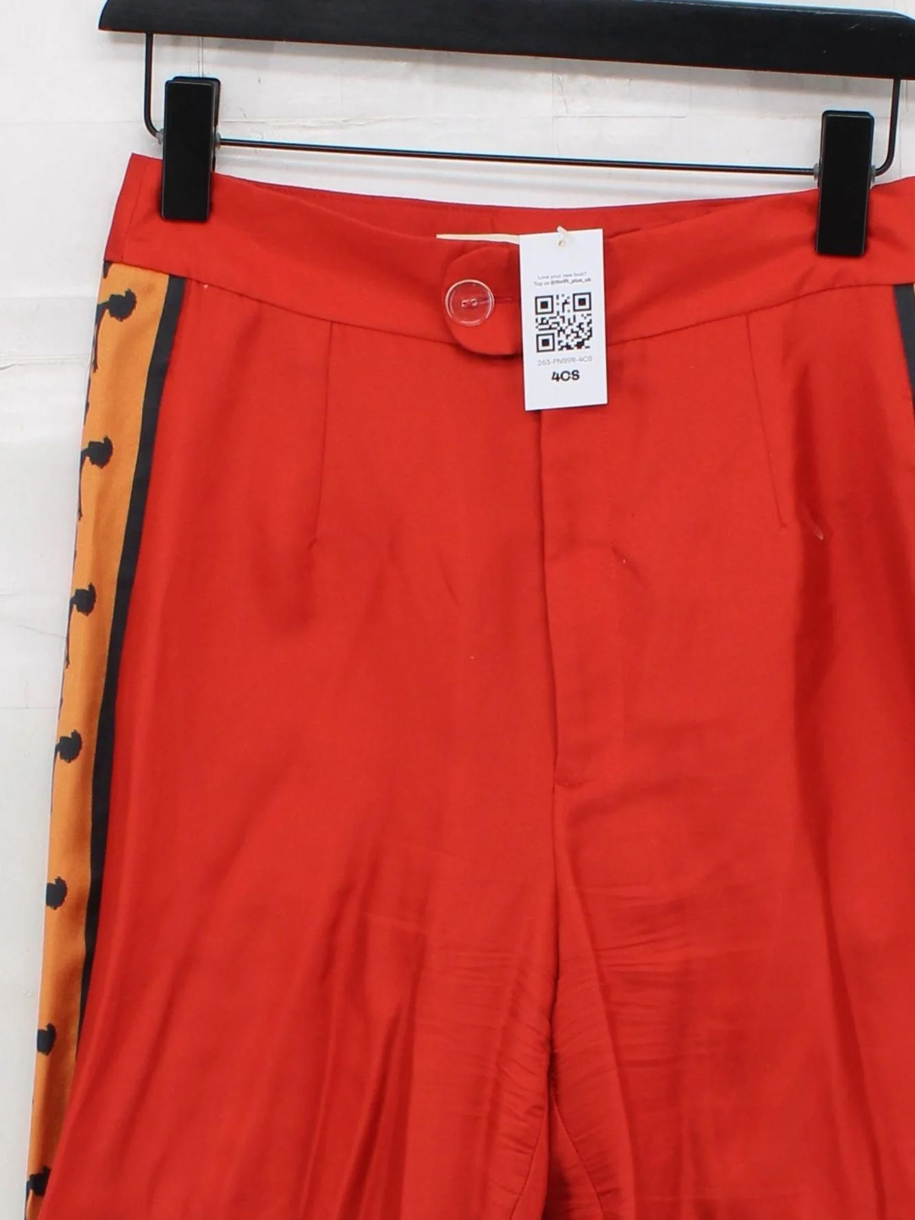 Lisou Women's Trousers UK 8 Red Wool with Silk Straight Capri - Image 3