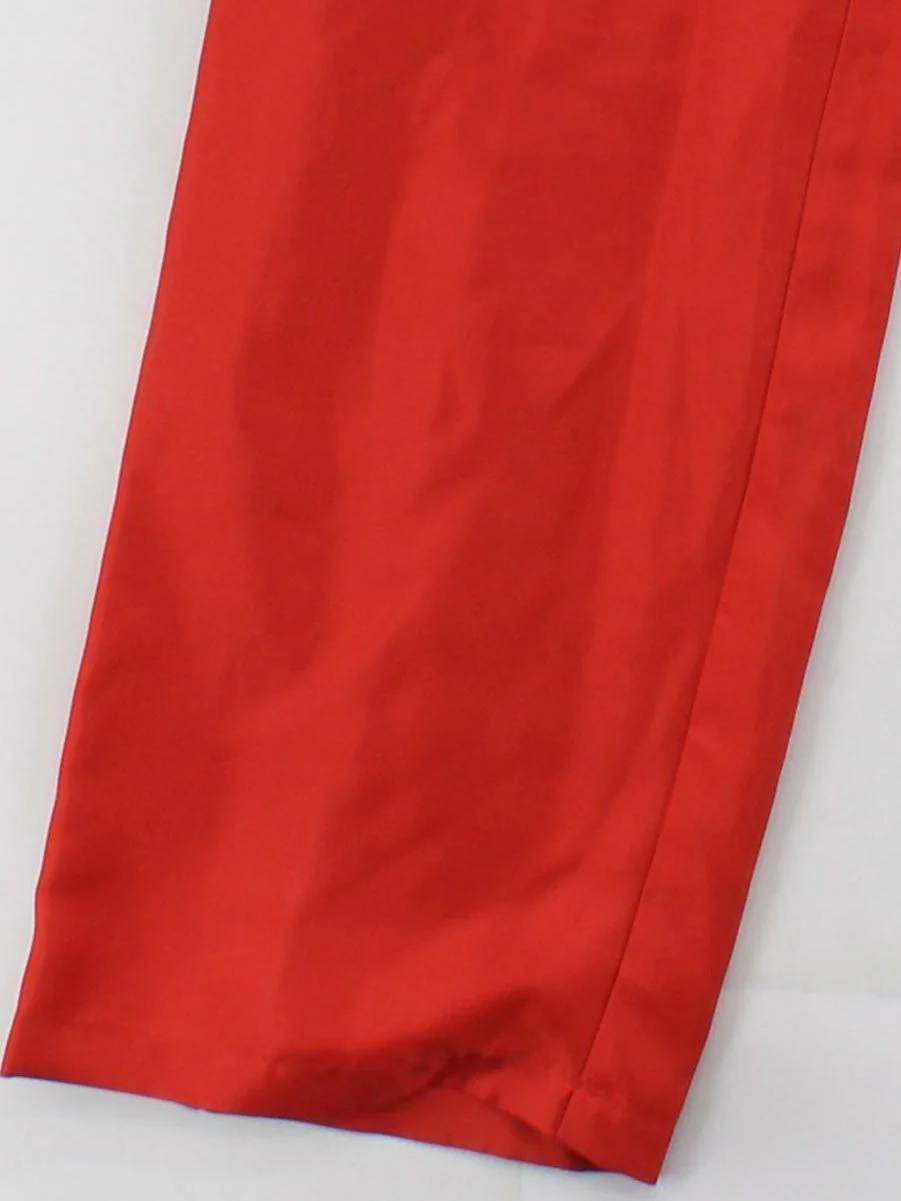 Lisou Women's Trousers UK 8 Red Wool with Silk Straight Capri - Image 4